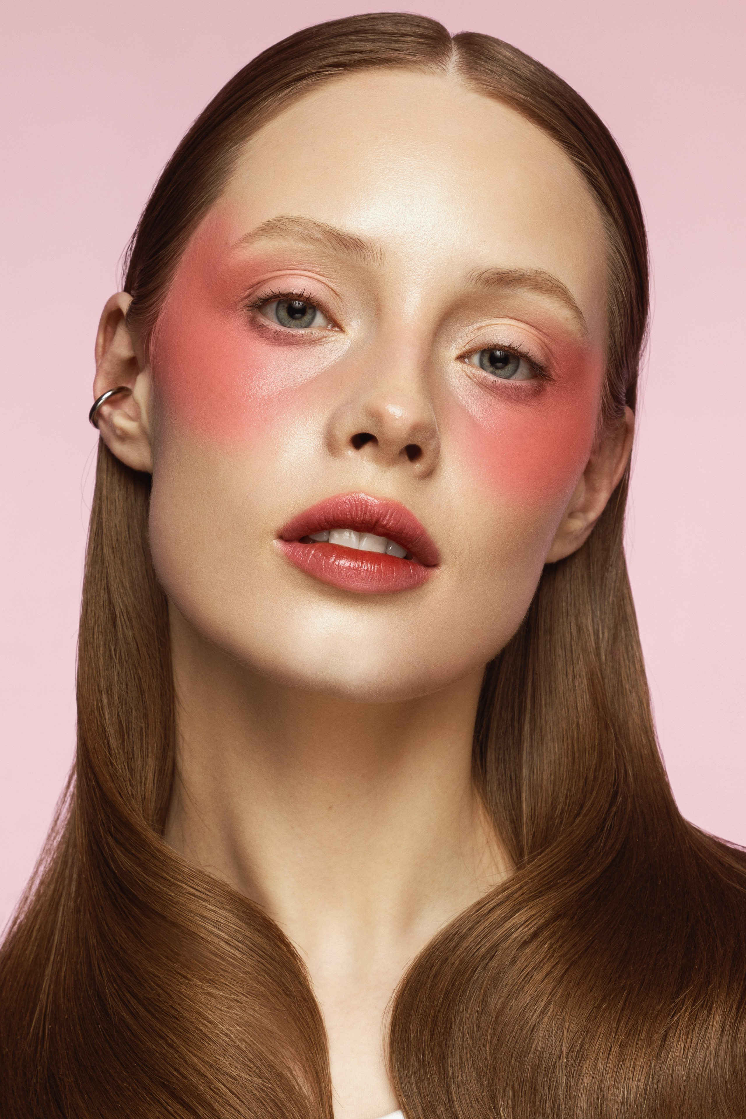 Editorial beauty photo with flawless digital retouching