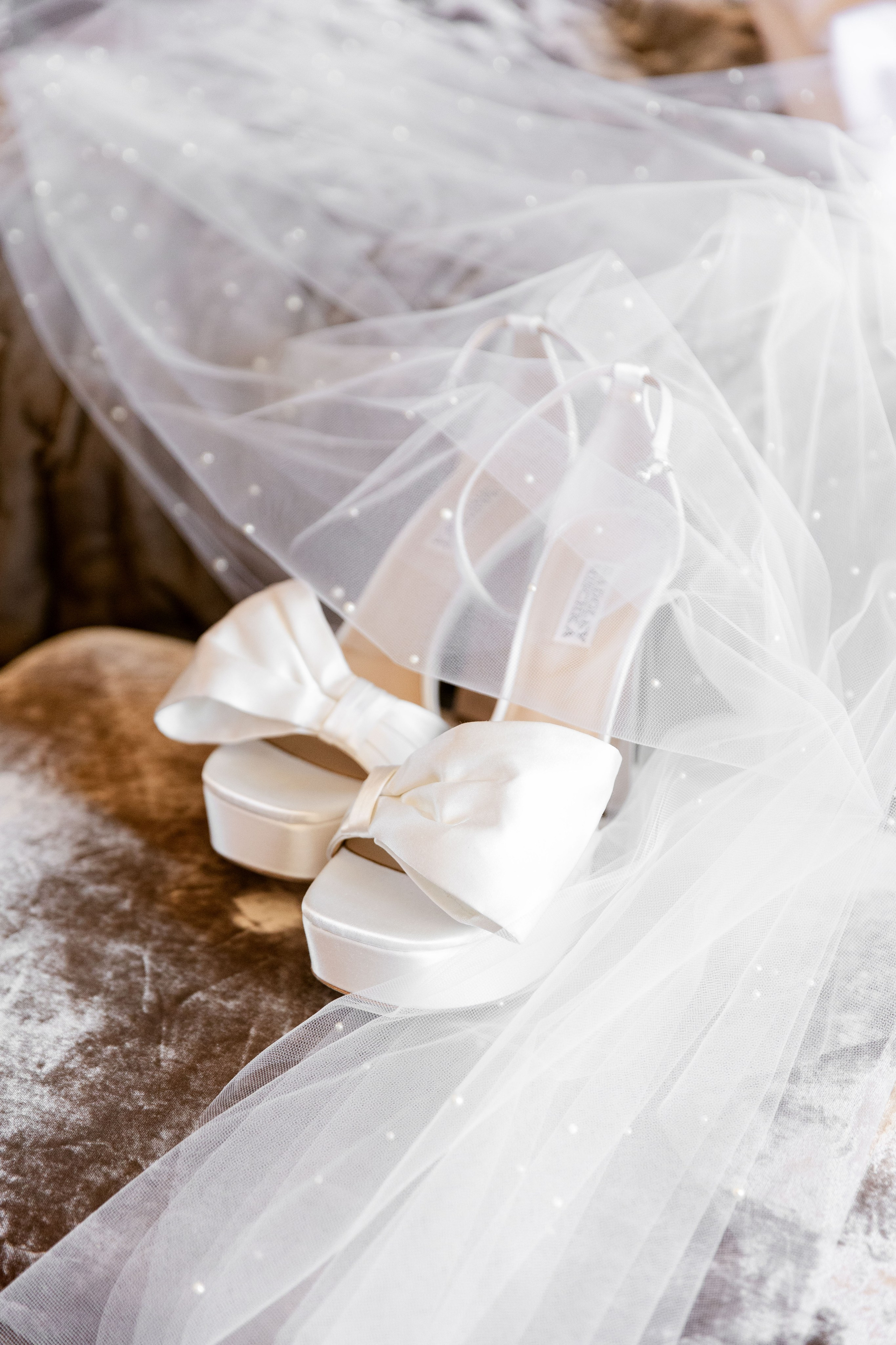 Elegant bridal shoes are part of the preparation for the destination wedding in Barcelona