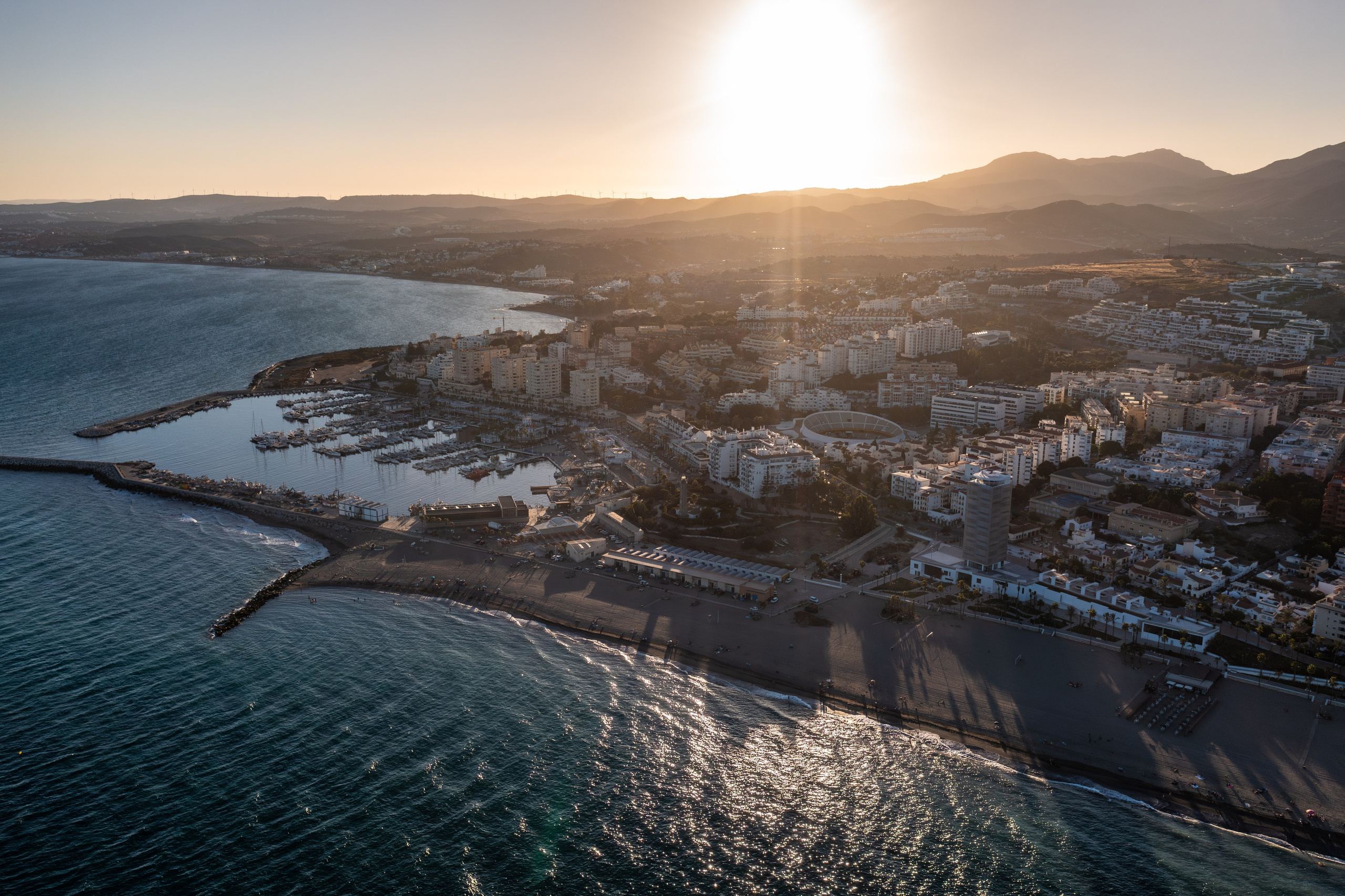 Estepona beautiful beaches and city captured in aerial photography by local photographer