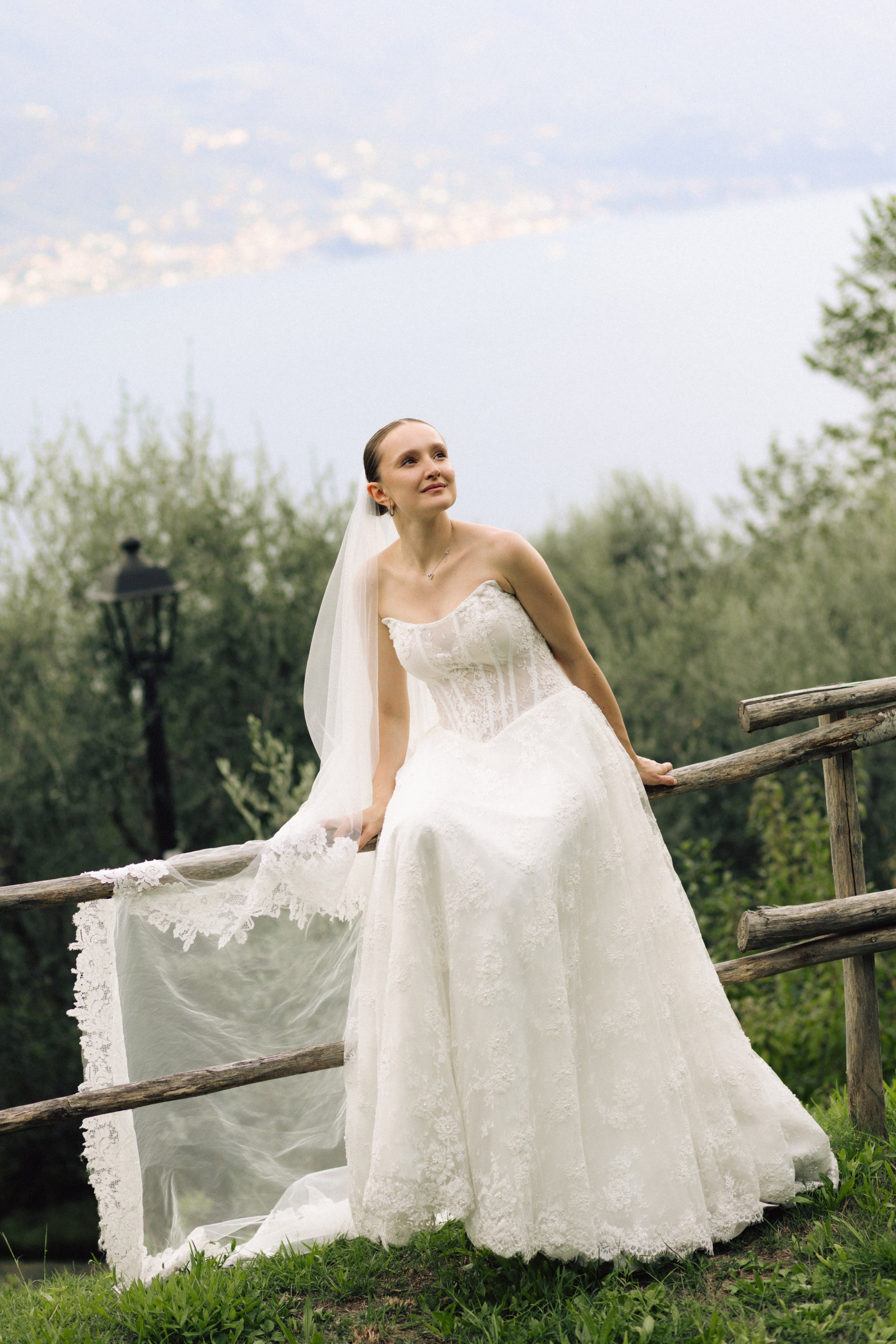 Elegant bridal portrait Lake Garda Italy