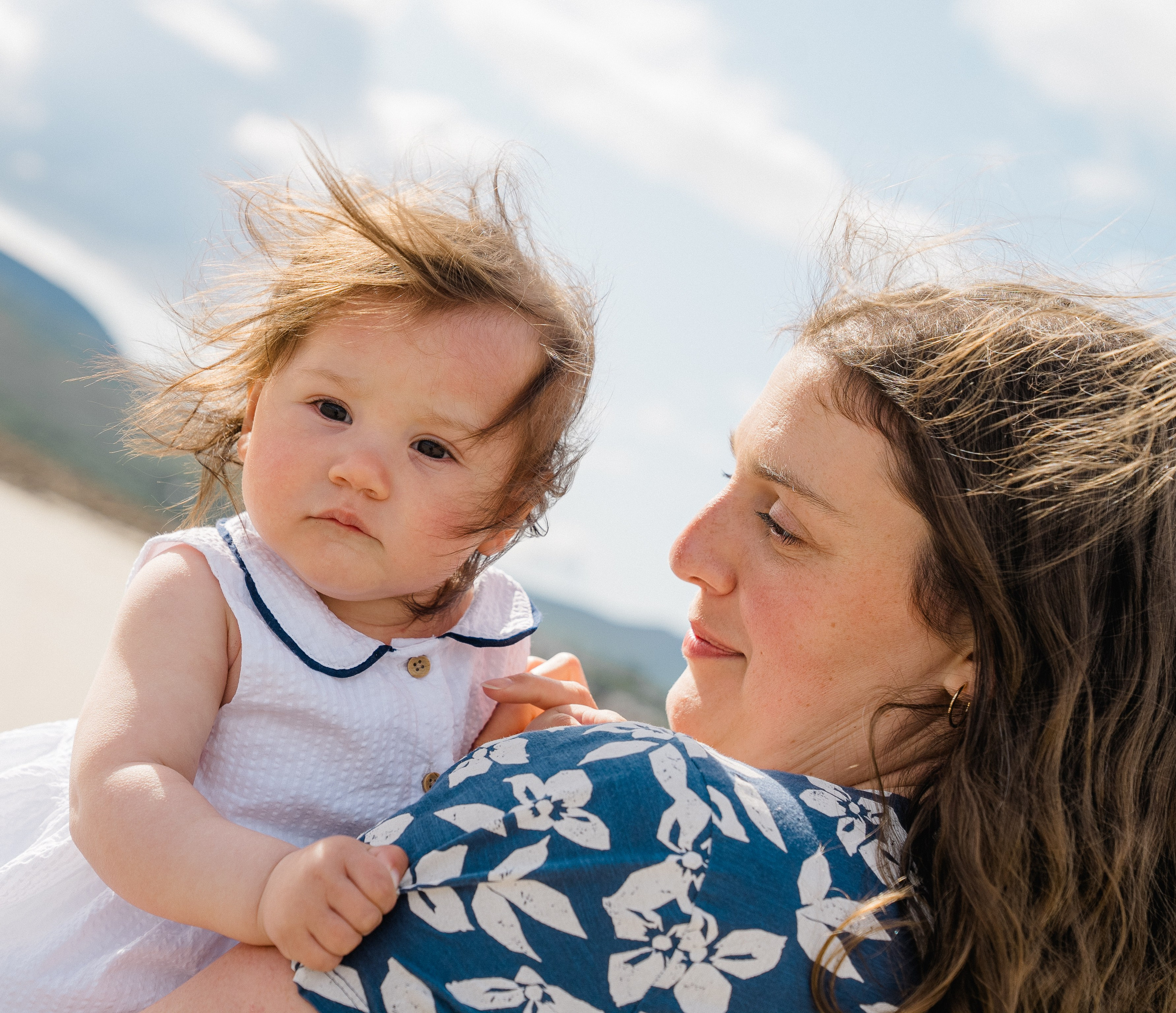 Darya and Mia at the ocean. Wedding and family photographer Ireland