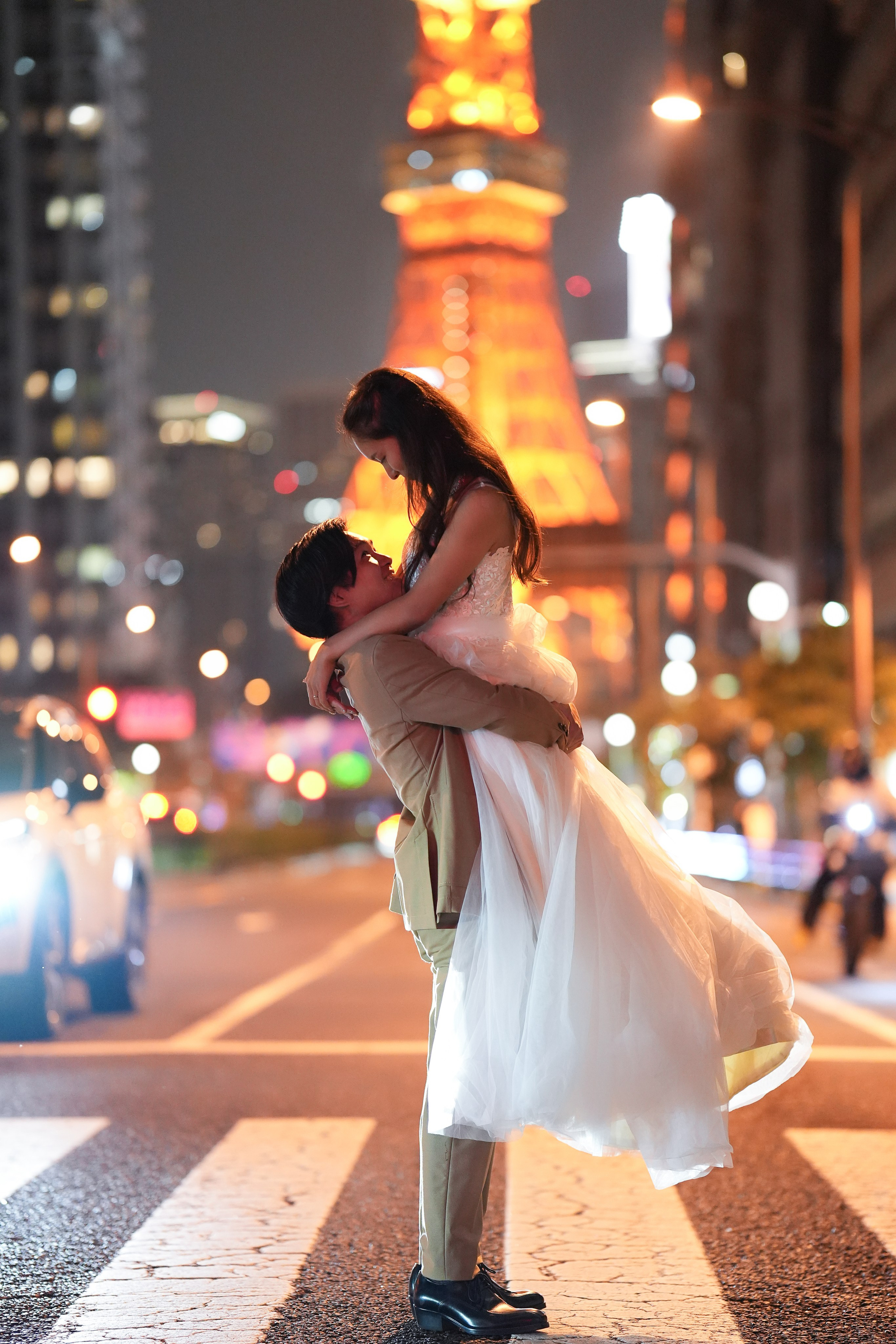 Вечерняя свадебная съёмка в Токио. Фотограф в Токио Япония