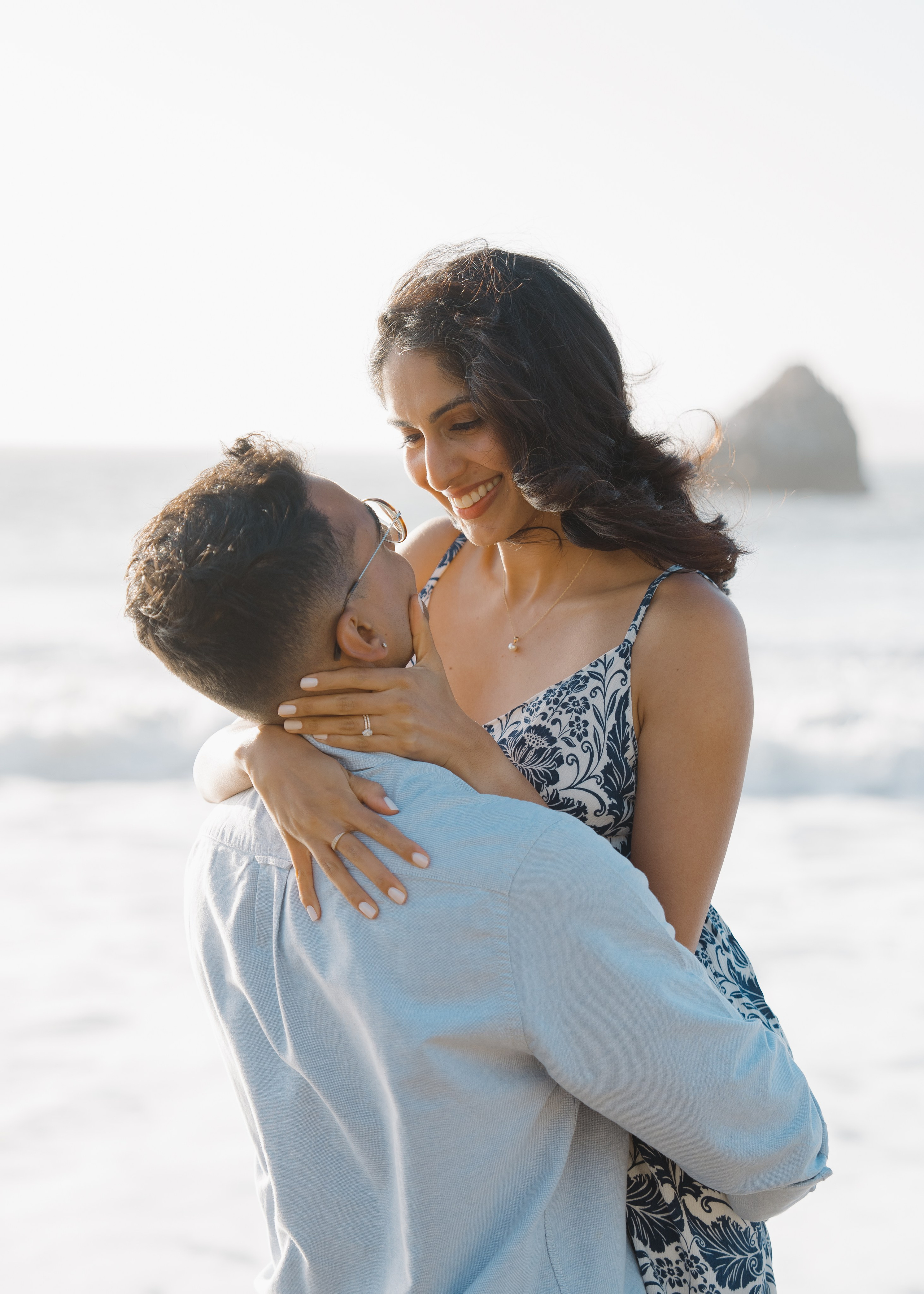 Engagement and Couple’s Photoshoot at Marshall’s Beach with iconic Golden Gate bridge view. Soulo Photography | San Francisco Bay Area Based Photographer