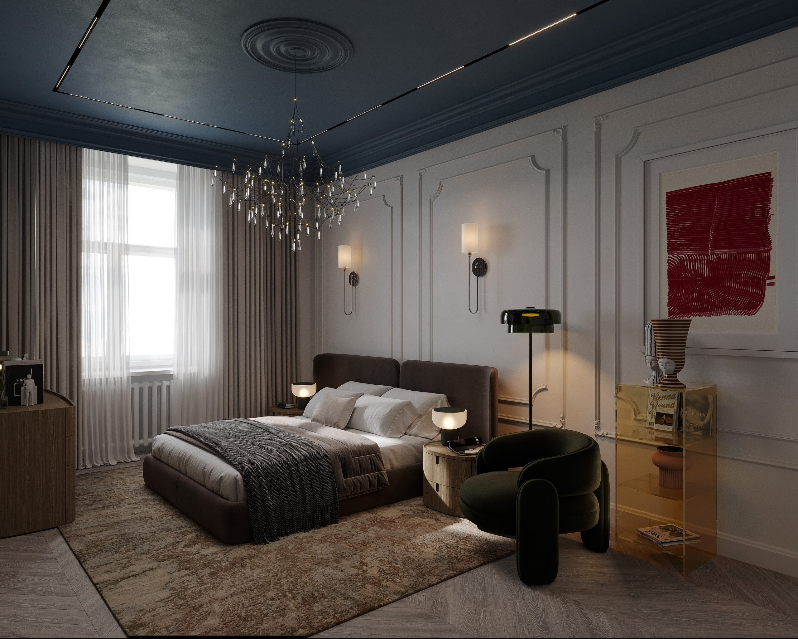 Ložnice s šatnou. Filipenka architects