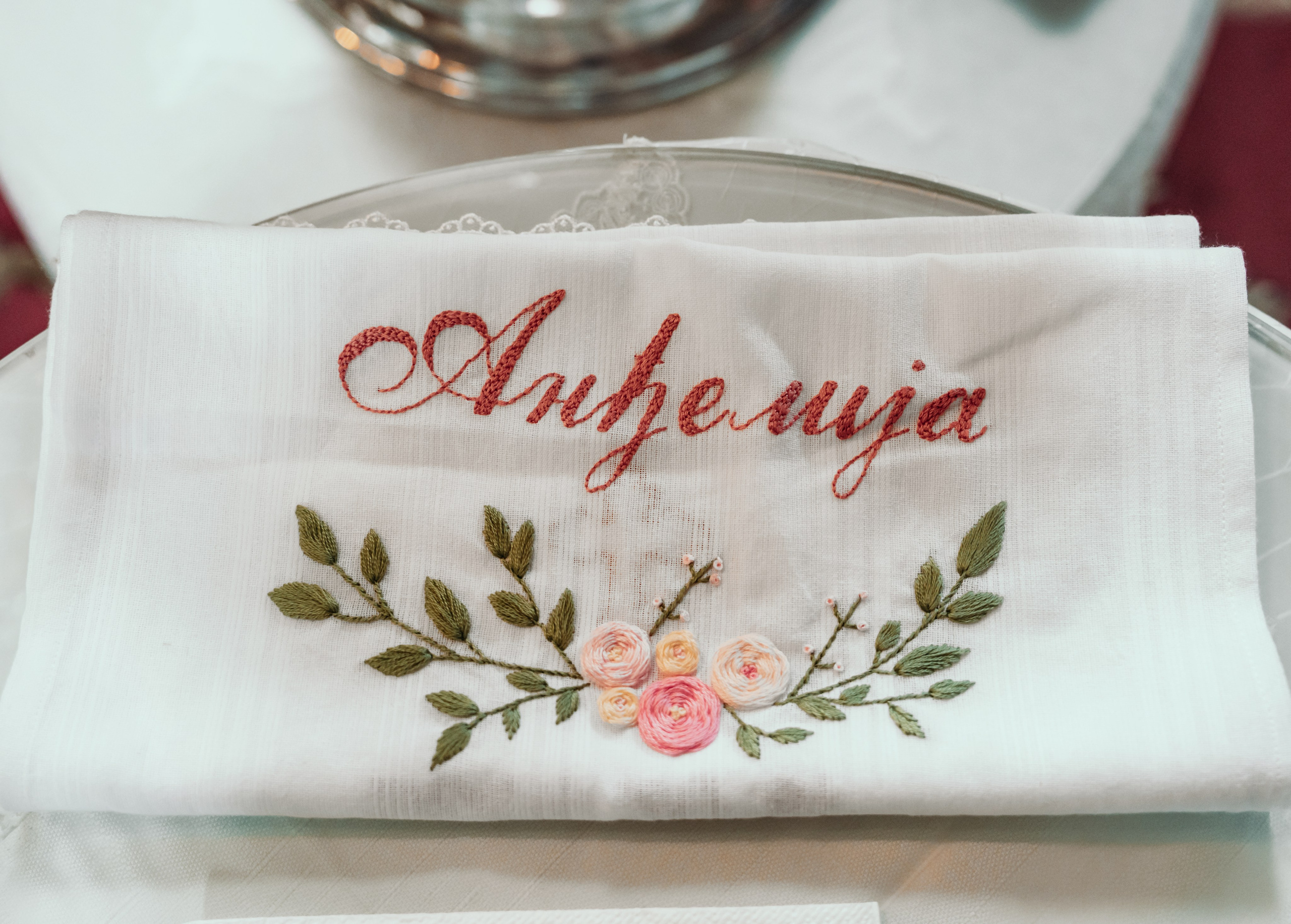 Platno za krstenje sa vezom za devojcicu