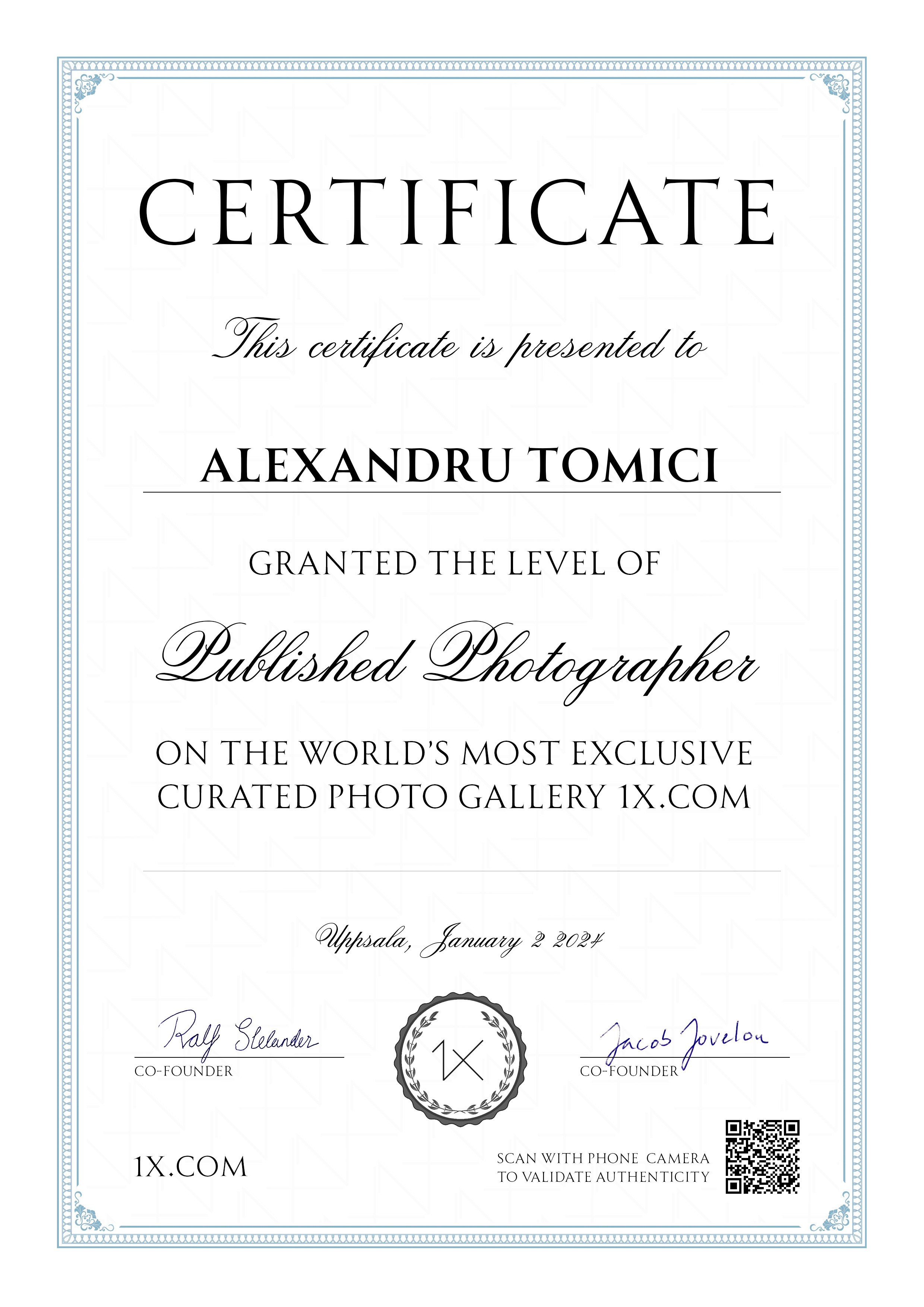 International Certificates and Awards. Alexandru Tomici Photography
