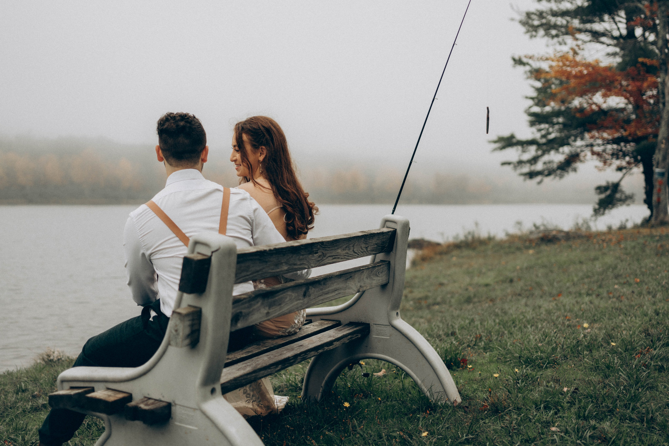 Candid moment of bride and groom in Upstate New York