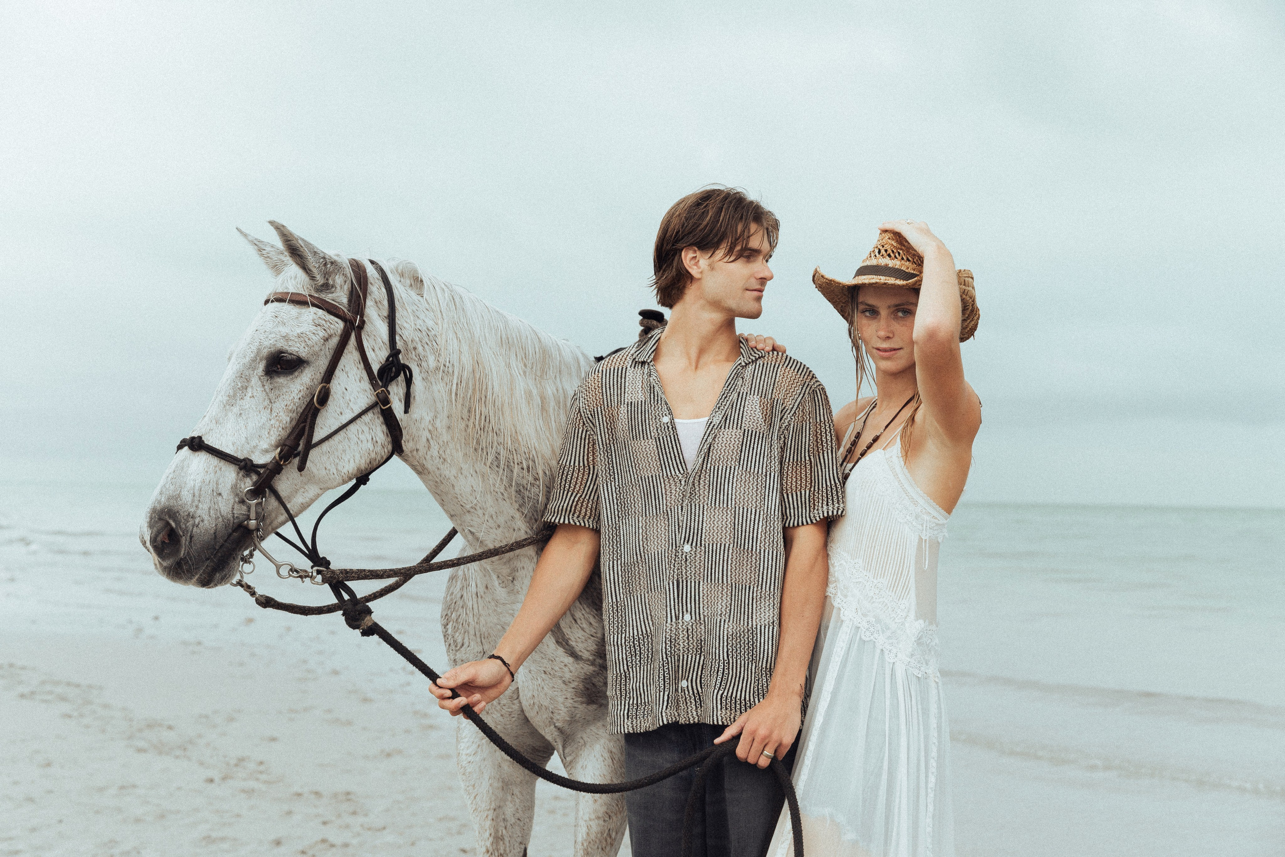 Sunset Horseback Couples Shoot on the Beach in Miami