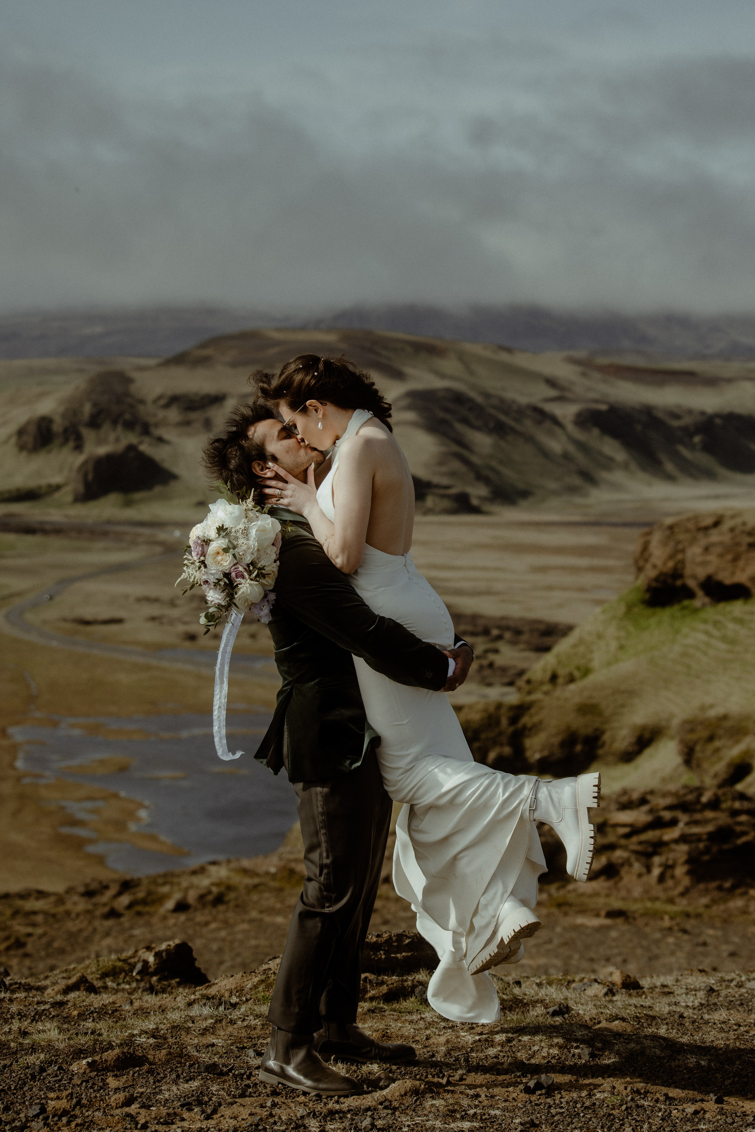 Iceland elopement at endless black sand beach. Iceland elopement photographer & videographer