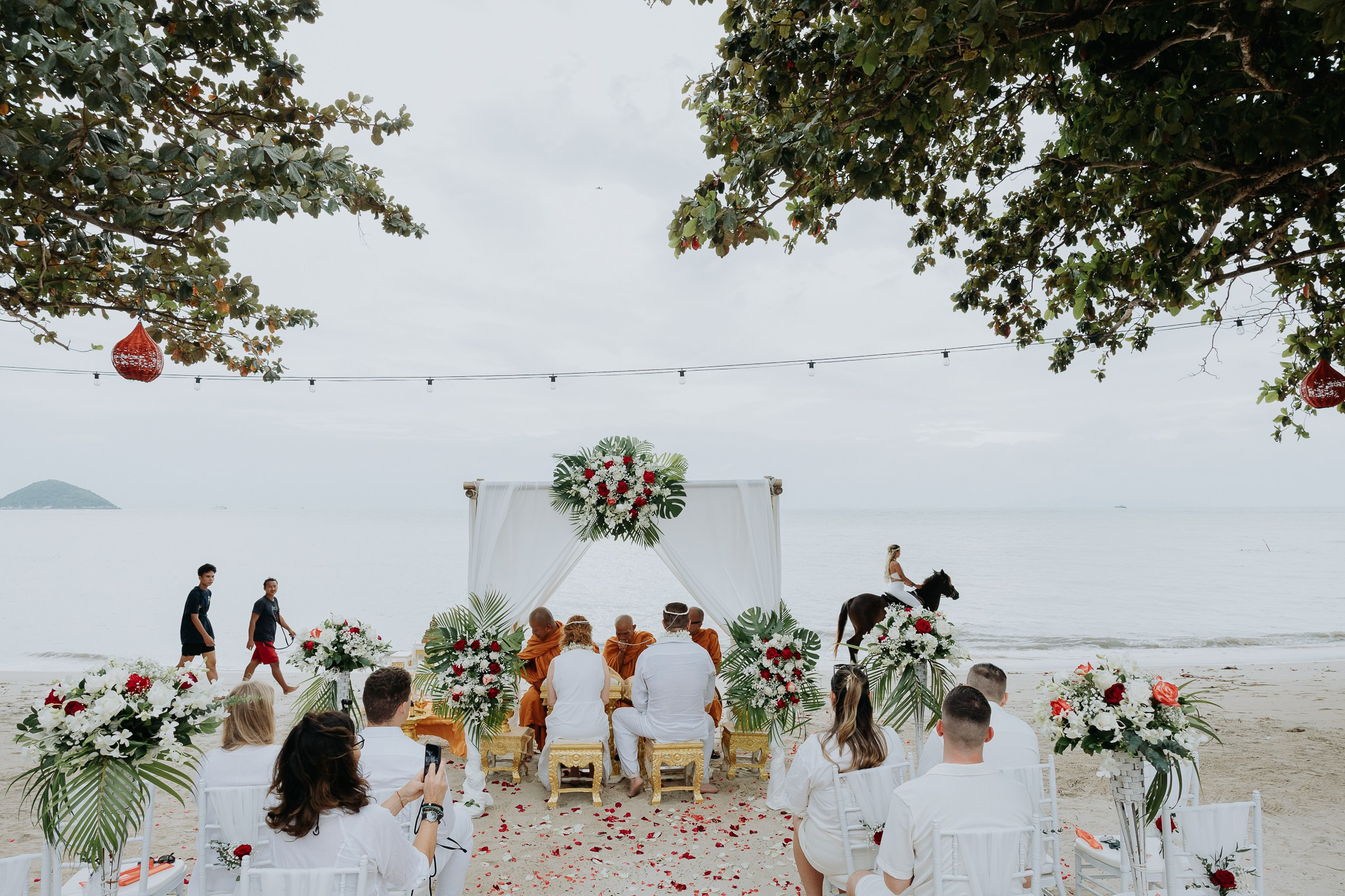Simone & Matthias Peter. Buddhist blessing wedding Ceremony on Koh Samui, Thailand