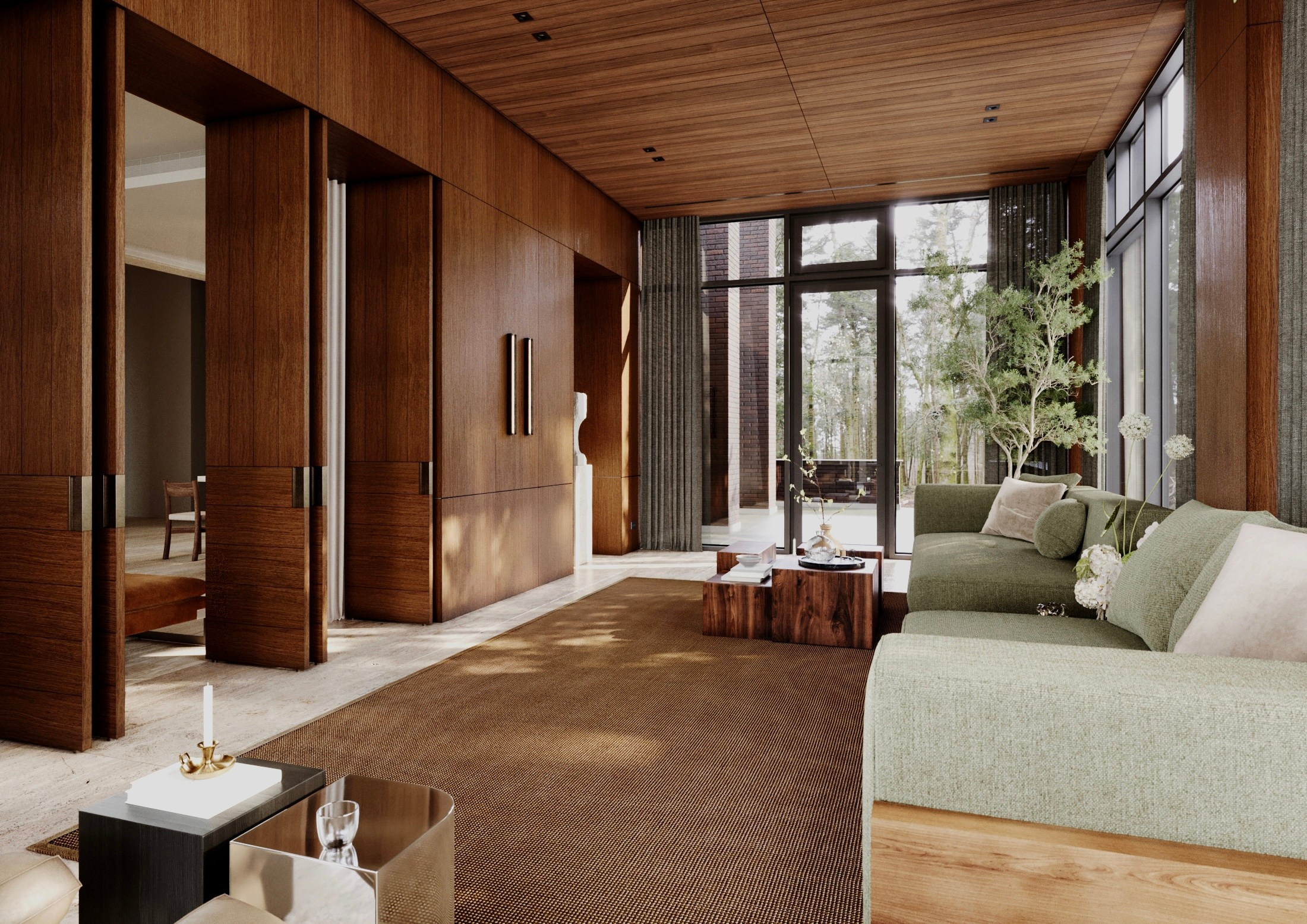 House Okhtinsky Park | Terrace. Interior and object 3D visualization