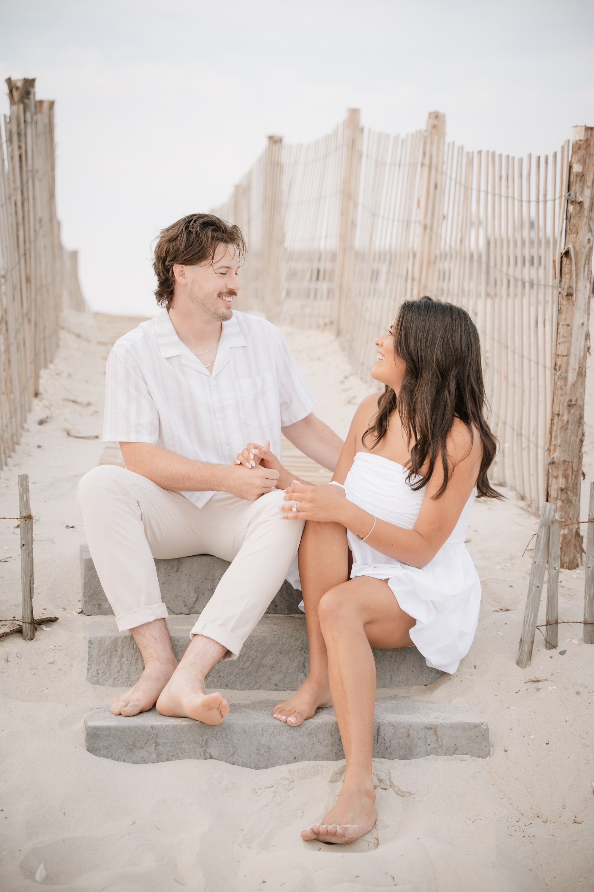Engagement photoshoot on the Atlantic City beach. Portrait and wedding photographer in New York