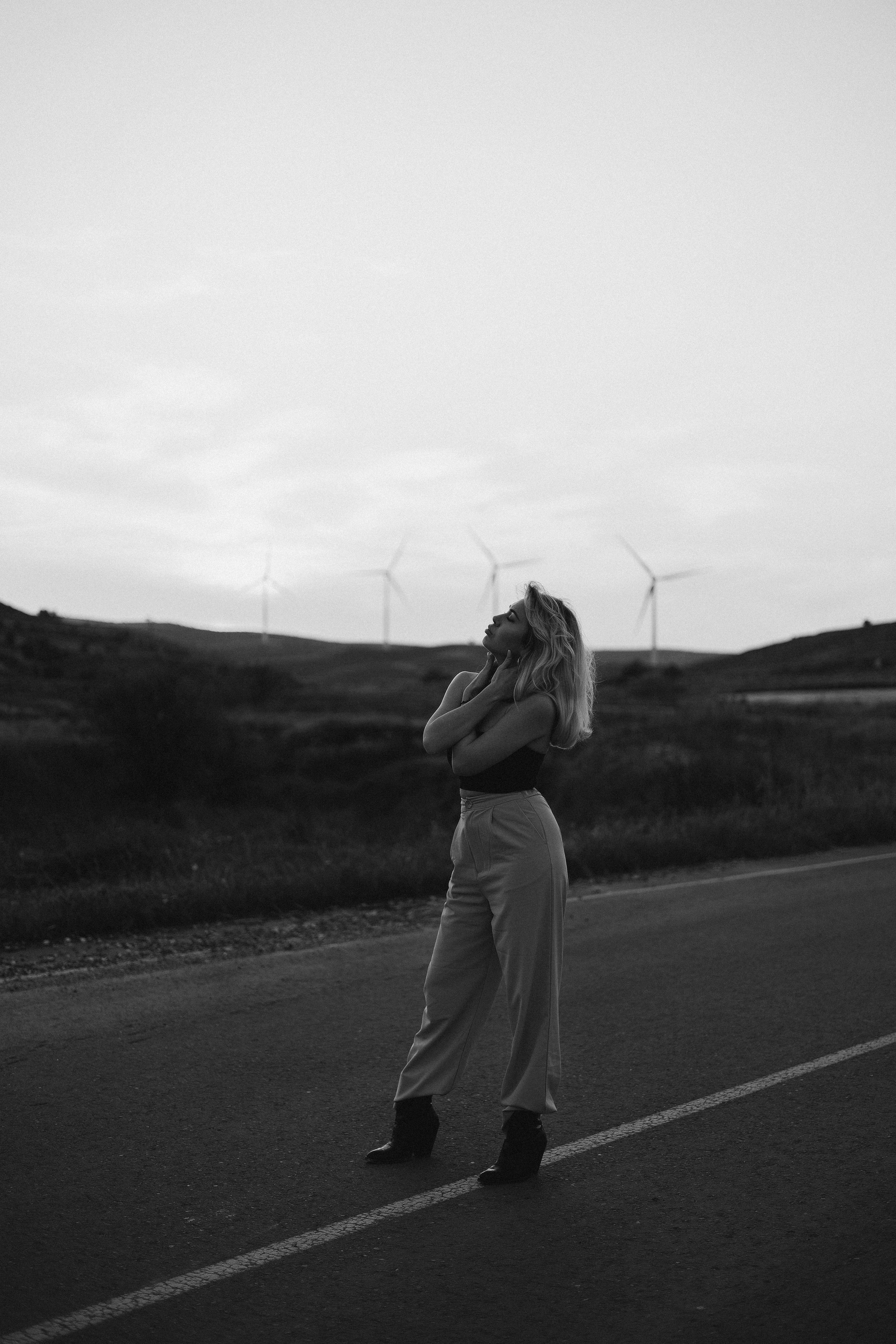 Cinematic Road Portraits — Woman in Trench Coat at Sunset. Kristina Kozheltsova- Soulful Portrait&Lifestyle&Love Story Photographer in Leipzig, Germany