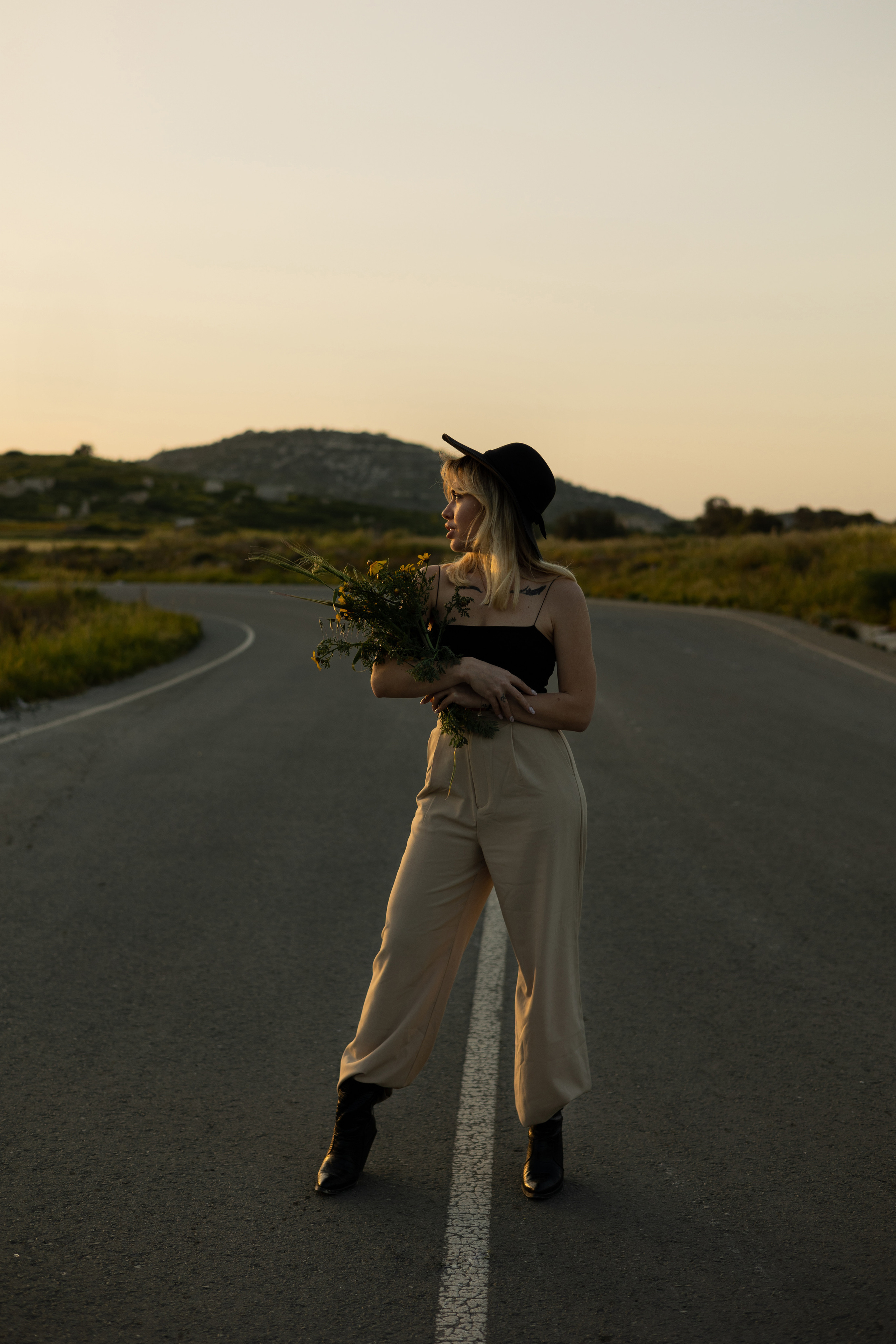 Cinematic Road Portraits — Woman in Trench Coat at Sunset. Kristina Kozheltsova- Soulful Portrait&Lifestyle&Love Story Photographer in Leipzig, Germany