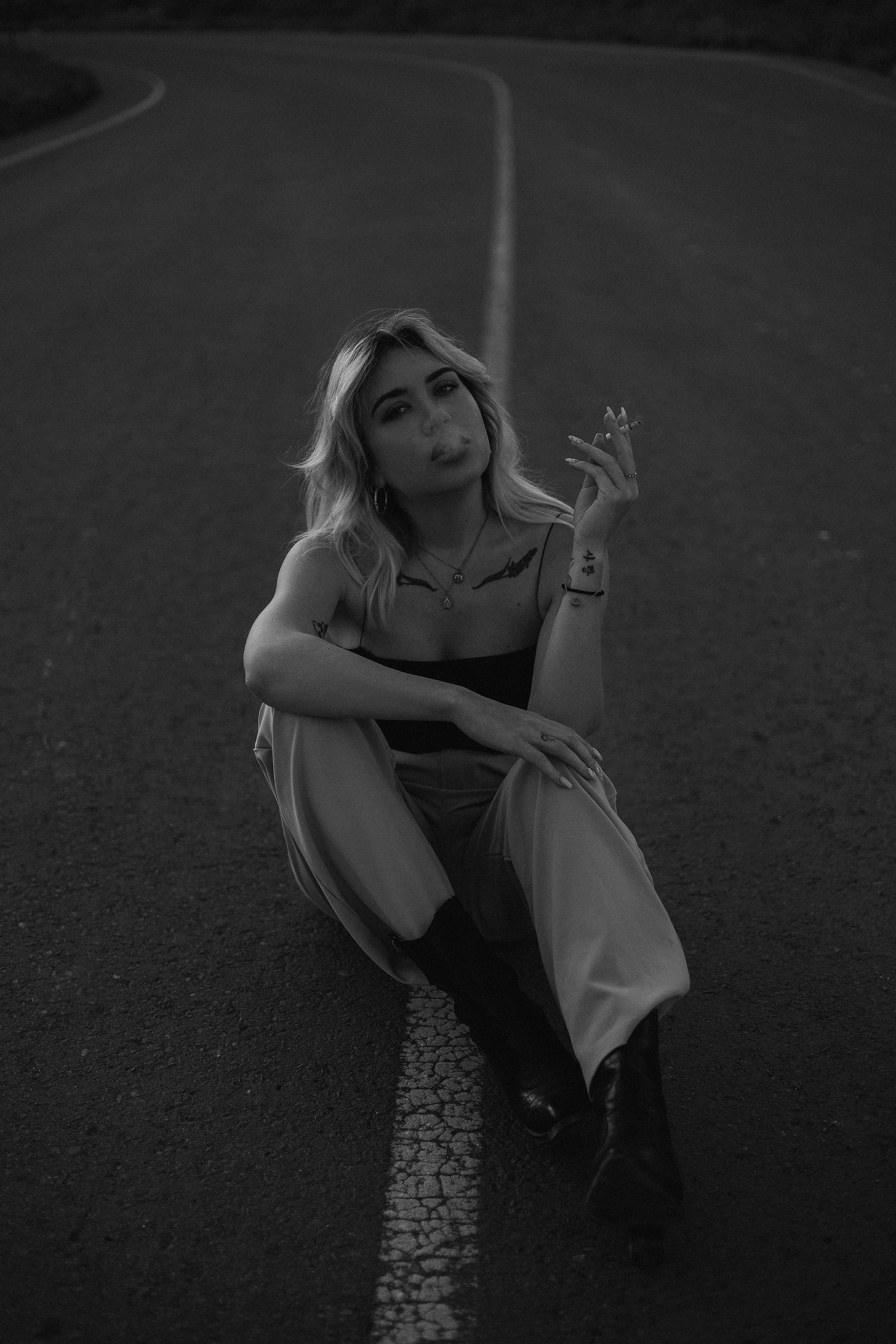 Cinematic Road Portraits — Woman in Trench Coat at Sunset. Kristina Kozheltsova- Soulful Portrait&Lifestyle&Love Story Photographer in Leipzig, Germany