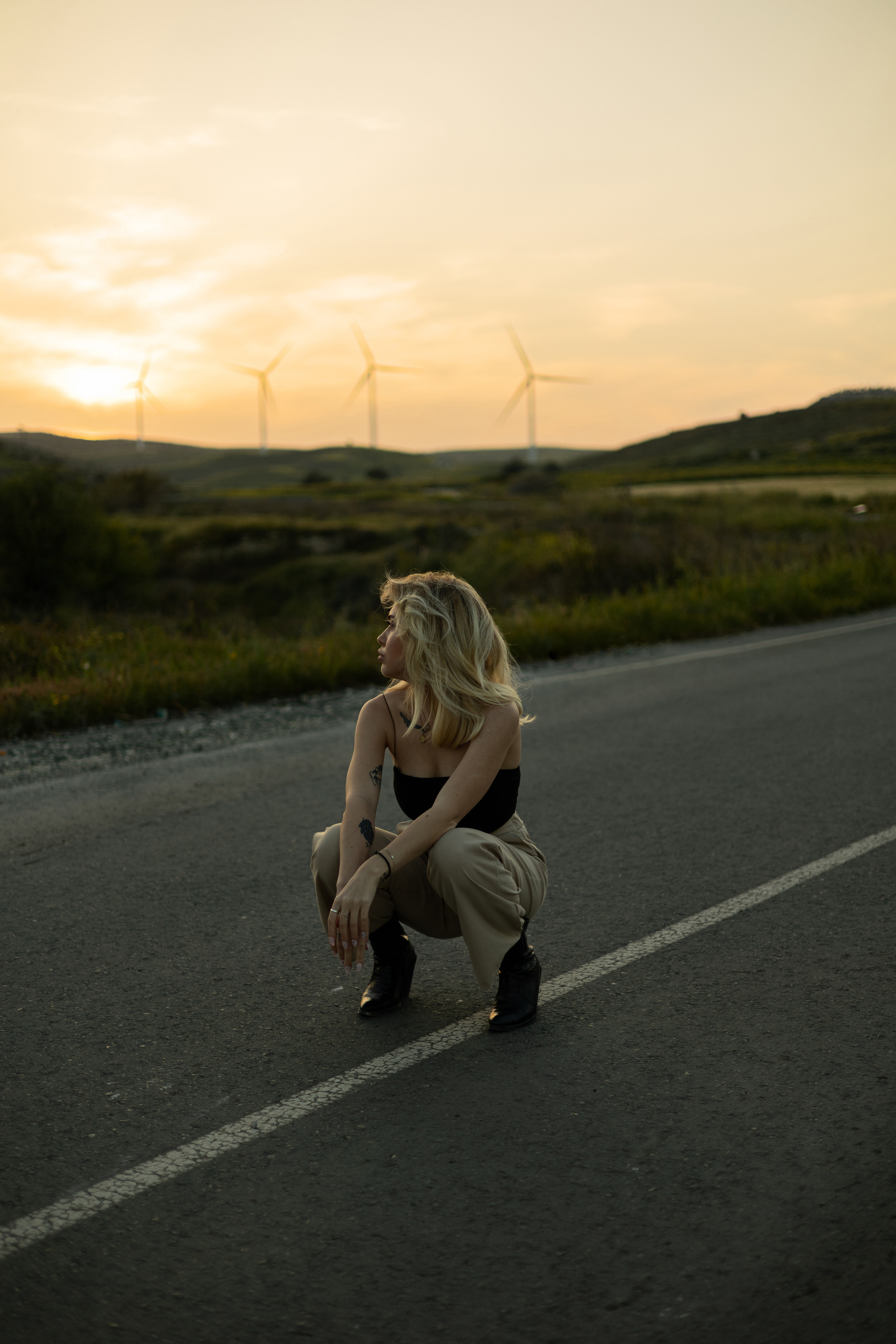 Cinematic Road Portraits — Woman in Trench Coat at Sunset. Kristina Kozheltsova- Soulful Portrait&Lifestyle&Love Story Photographer in Leipzig, Germany