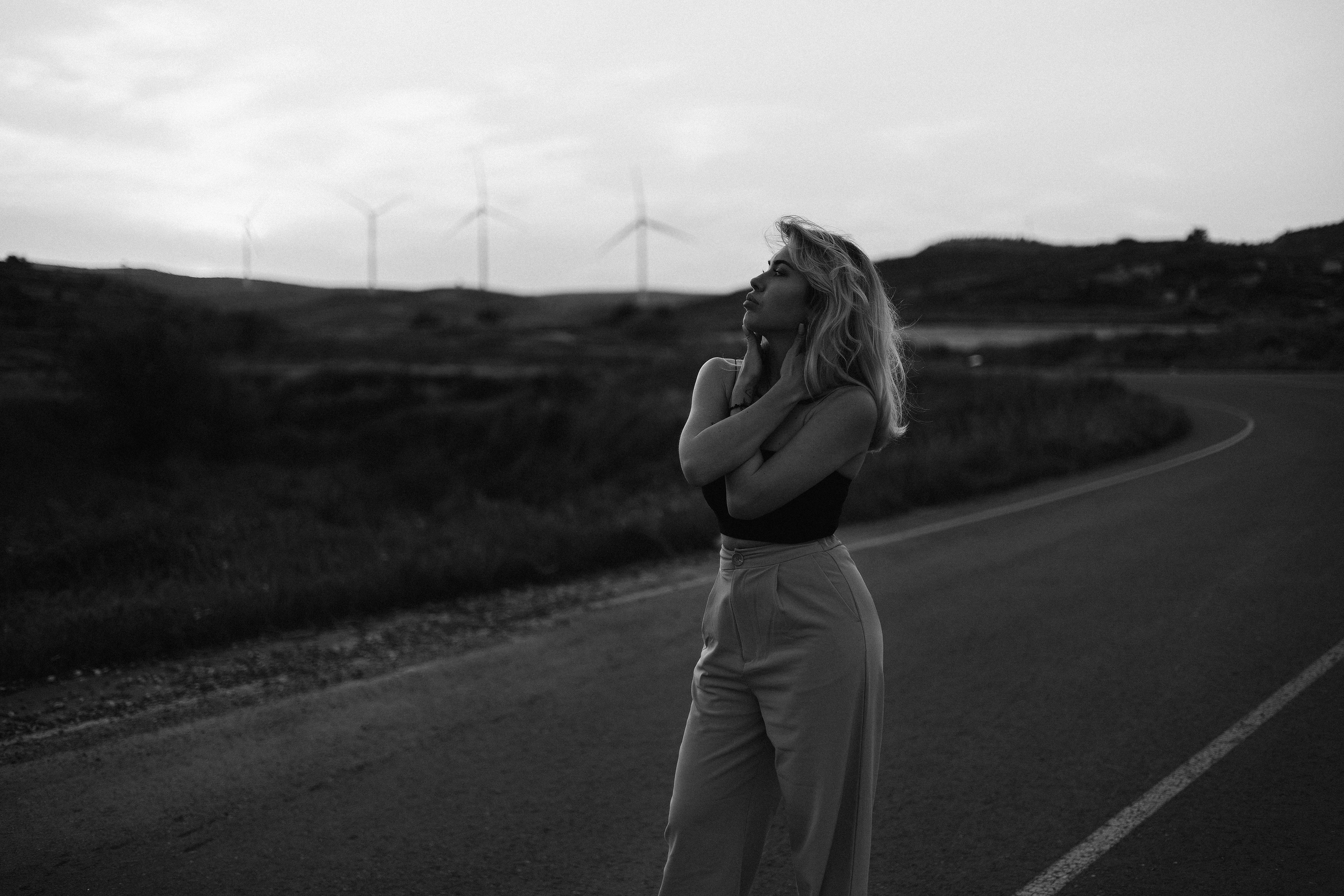 Cinematic Road Portraits — Woman in Trench Coat at Sunset. Kristina Kozheltsova- Soulful Portrait&Lifestyle&Love Story Photographer in Leipzig, Germany