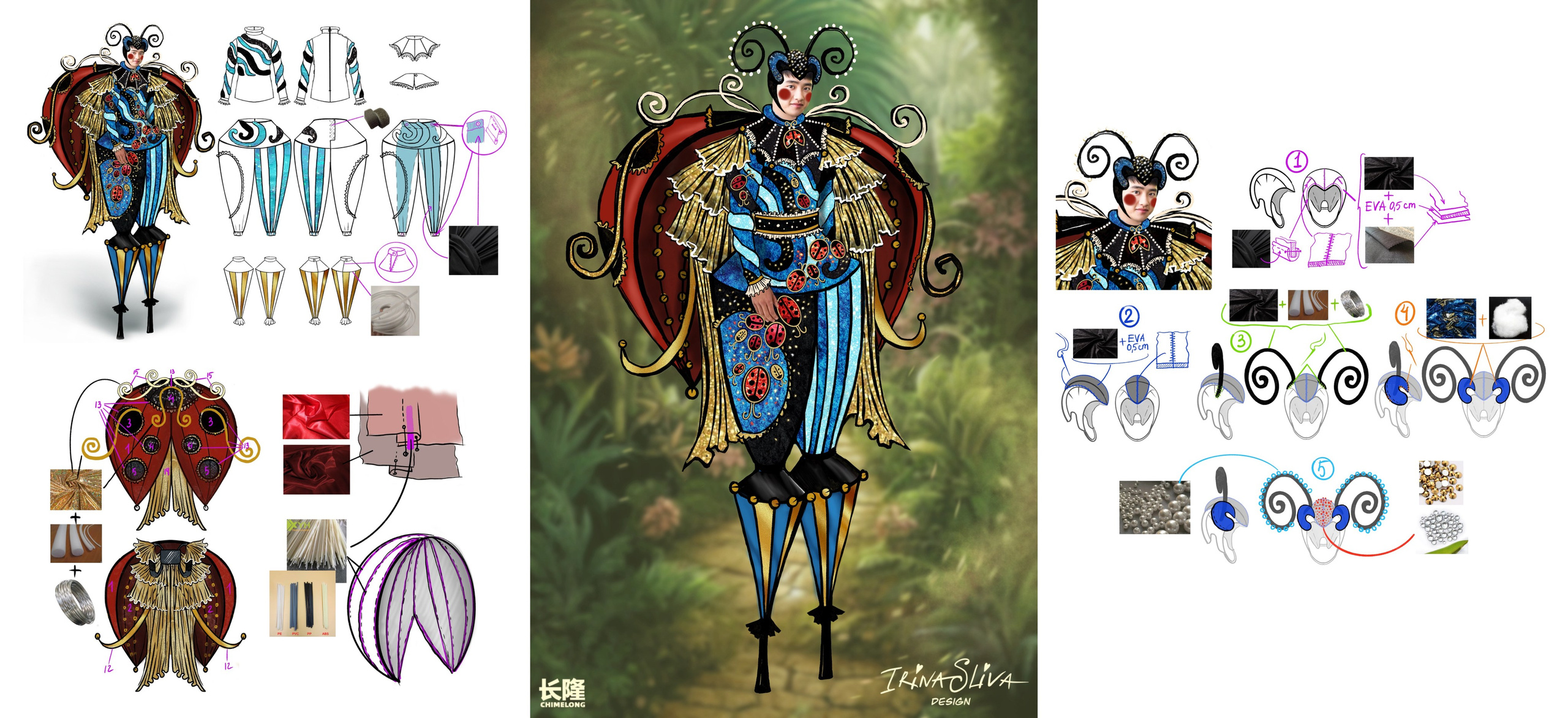 CLOWNS AND STILT WALKERS. Costume Design for Theme Parks & Live Performances | Character & Parade & Stage Costumes | 2D & 3D Costume Illustrations