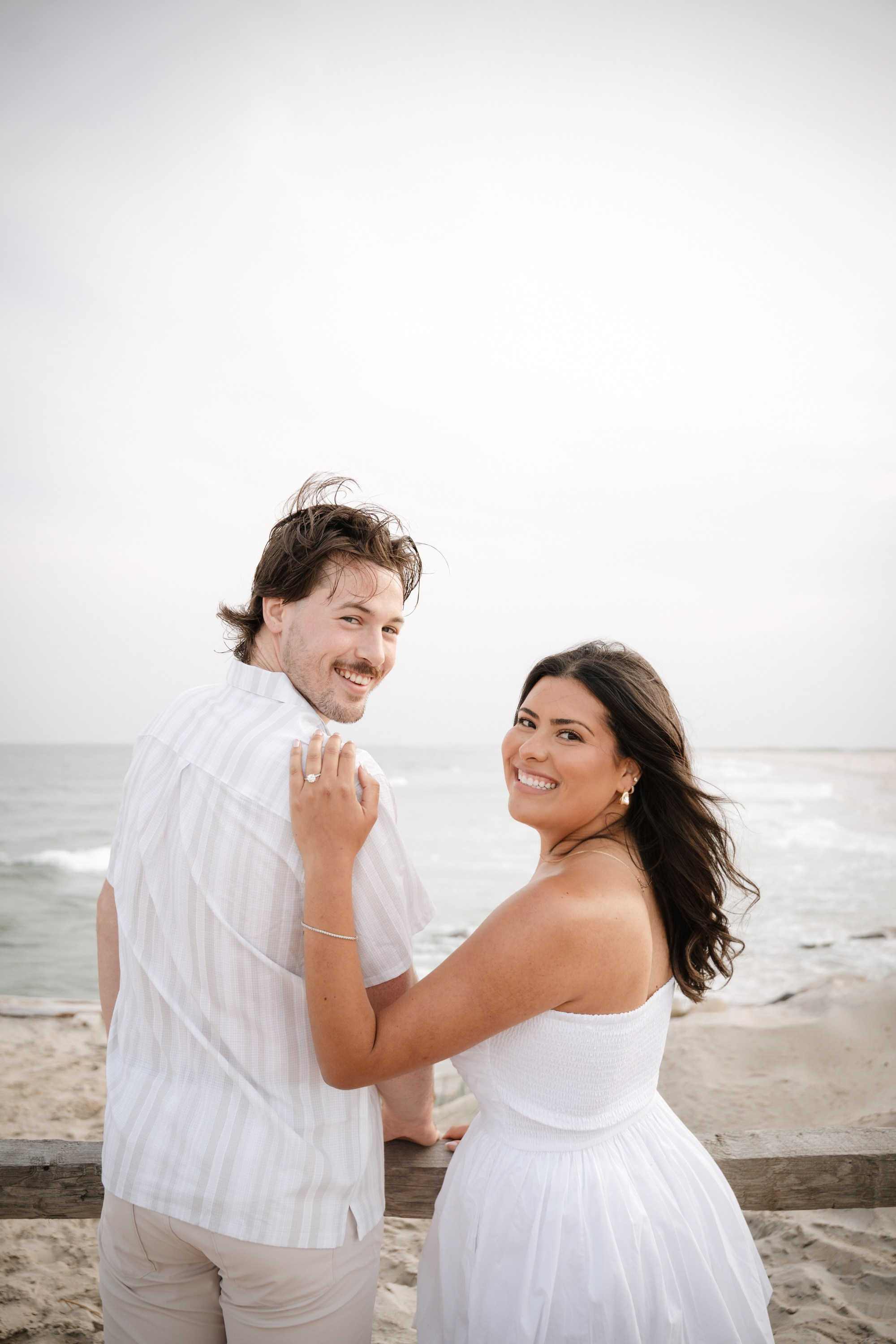 Engagement photoshoot on the Atlantic City beach. Portrait and wedding photographer in New York