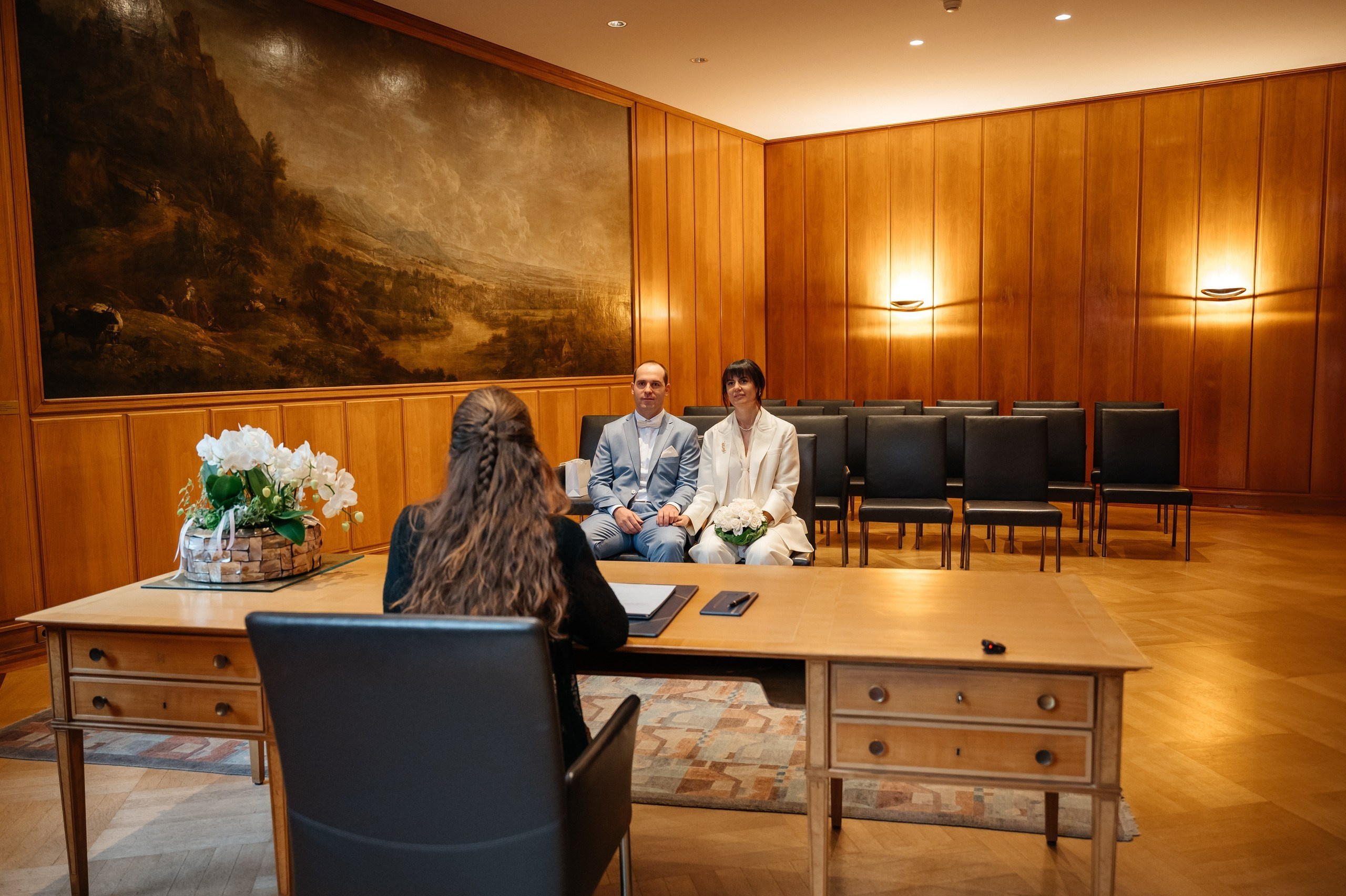 Bridal couple at intimate civil ceremony