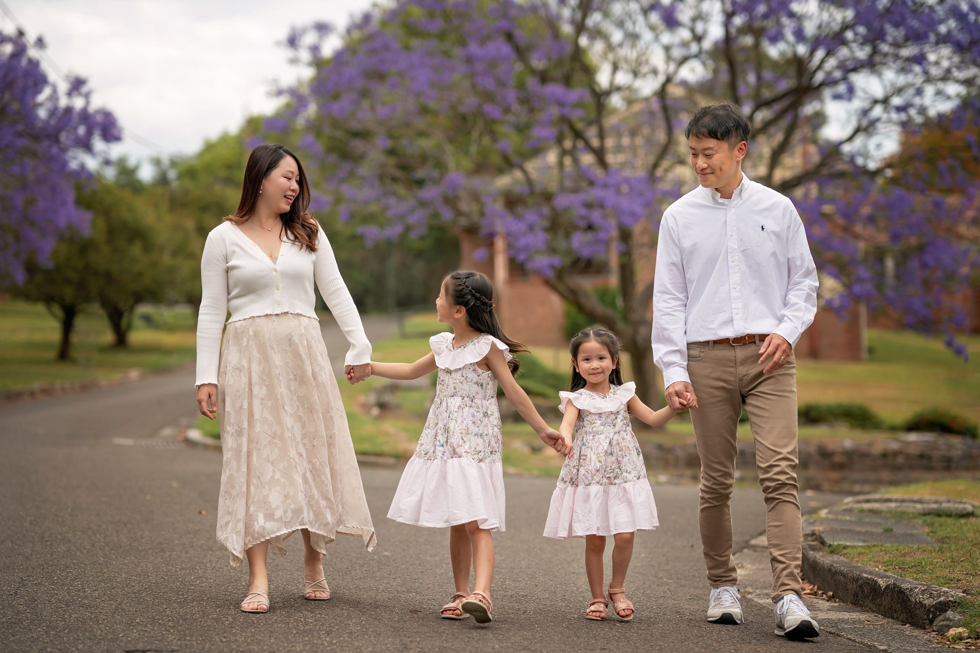 Jacaranda Photoshoot for a Family of Four!. Family and Maternity Photography in Sydney, Hills District