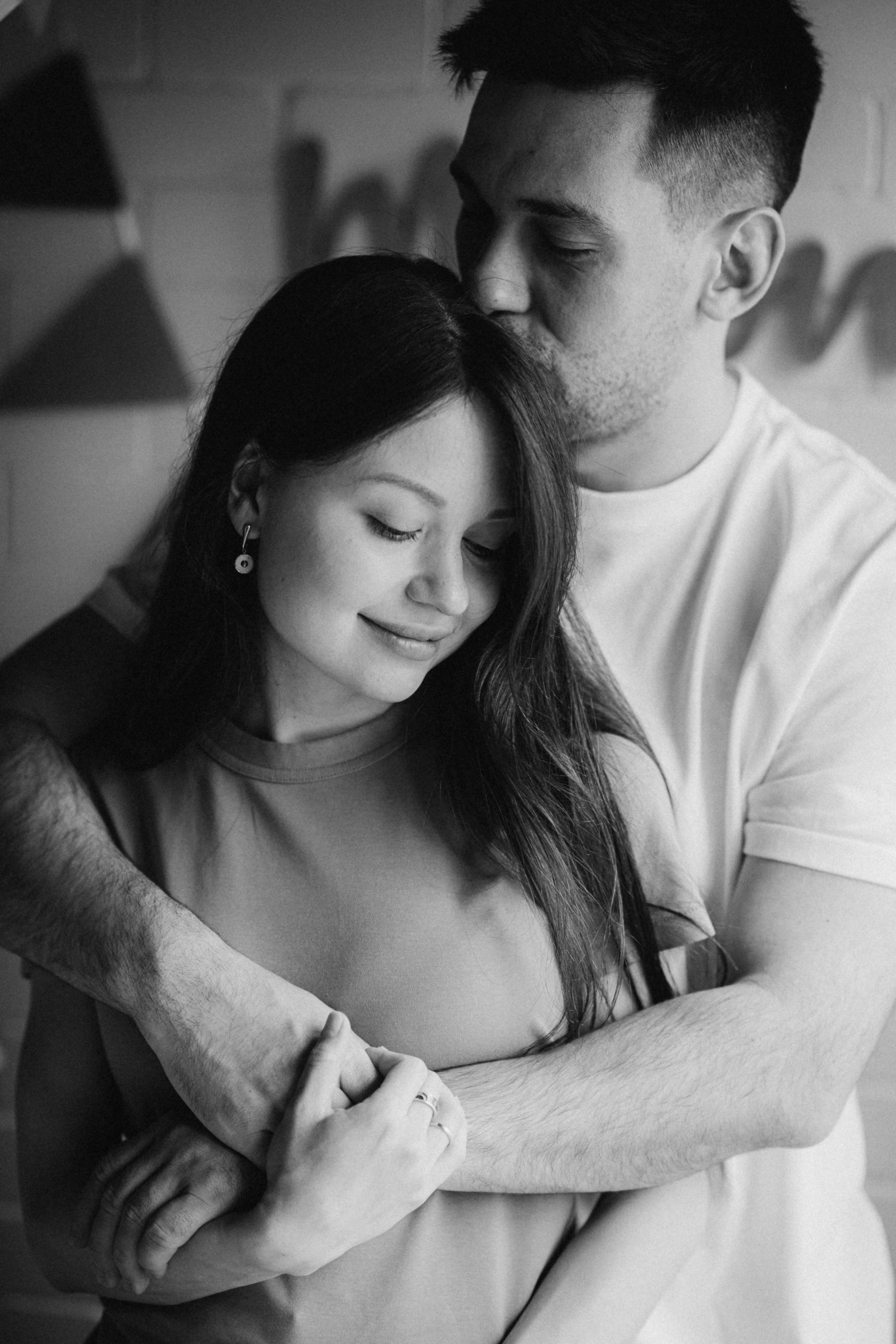 young couple at home portrait