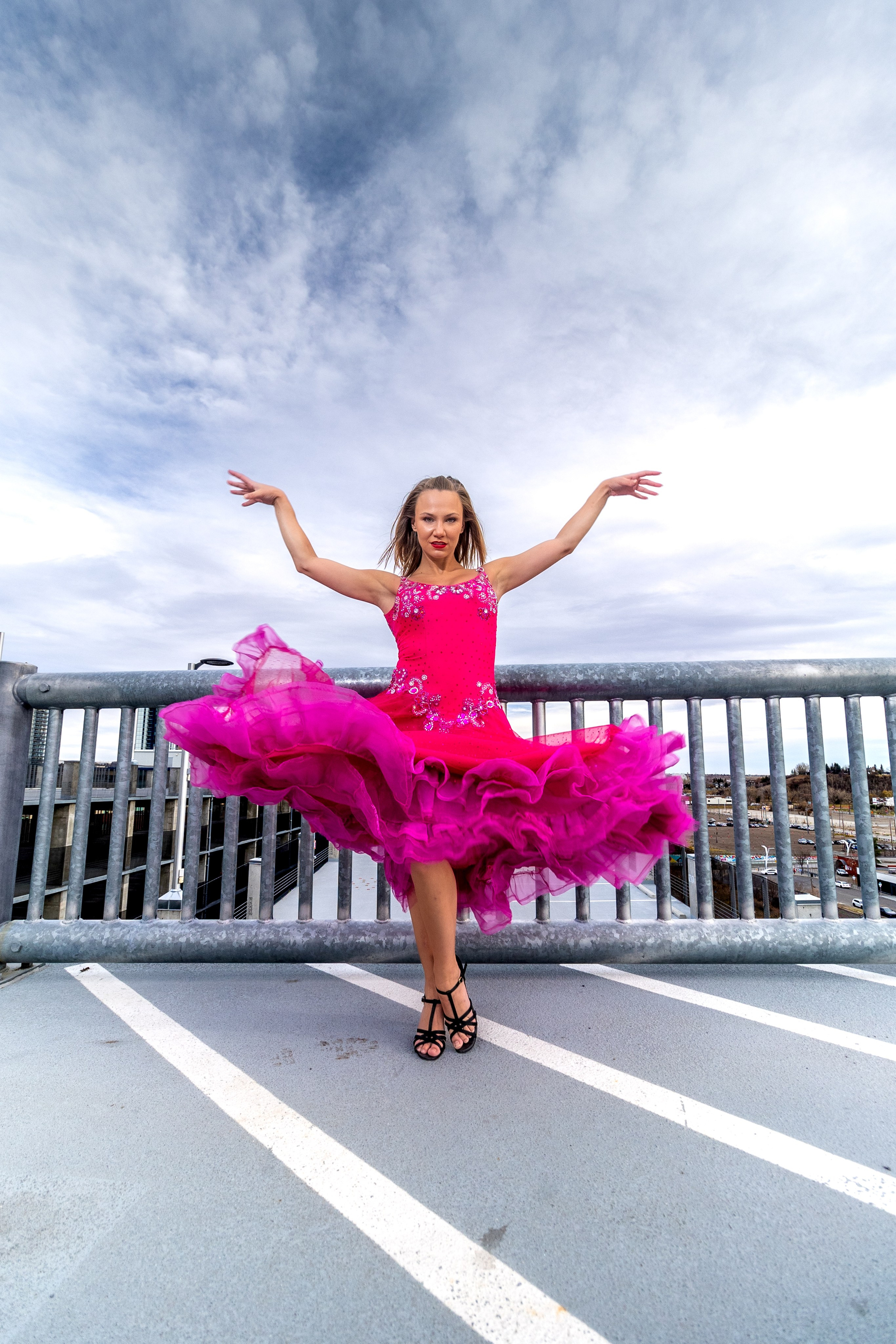 Grace in Motion: Ava Mabel’s Stunning Photoshoot in Pink. ProFly.club — Professional aerial filming in Calgary