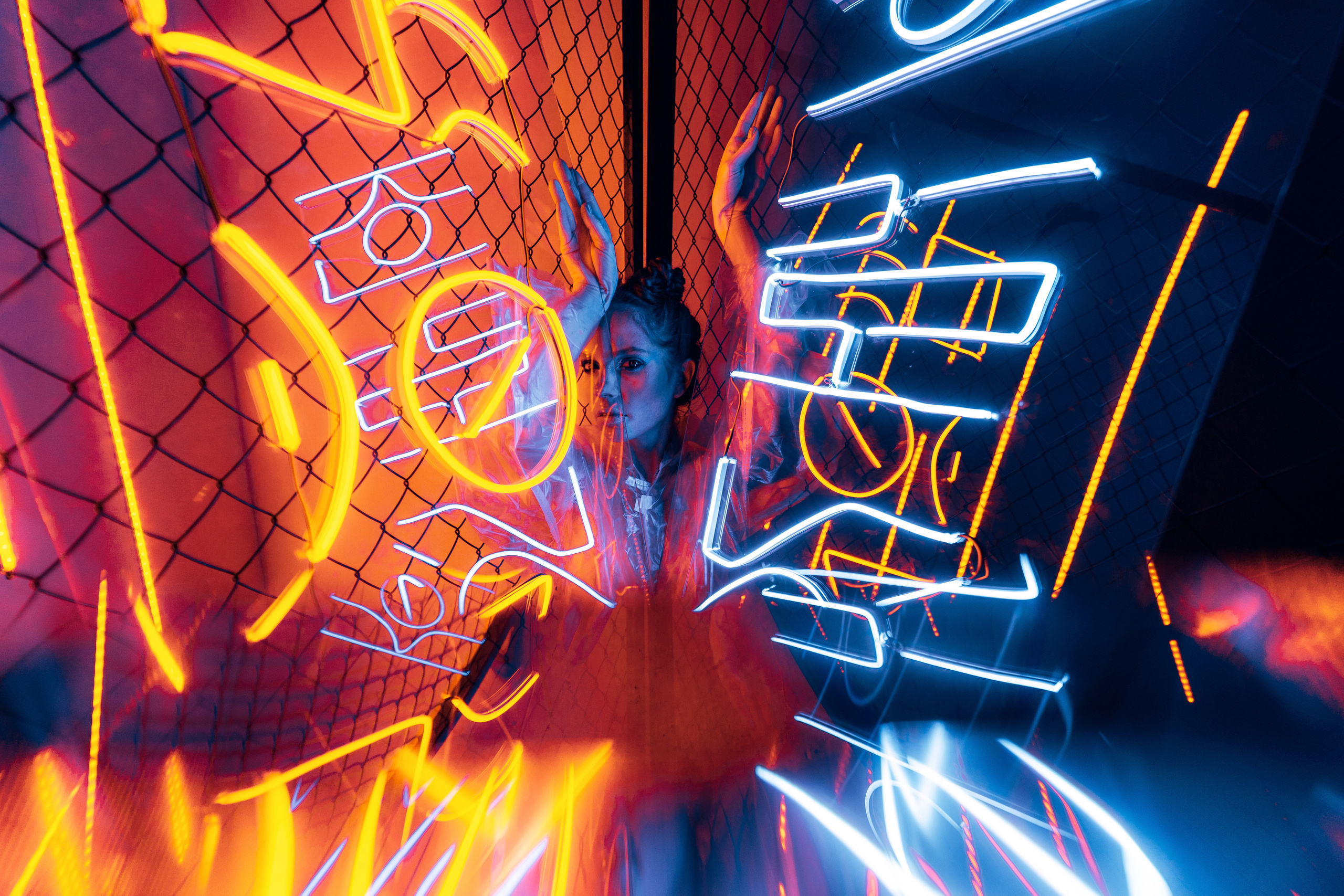 Oksana. Neon studio light. Professional Photographer in Miami, Florida