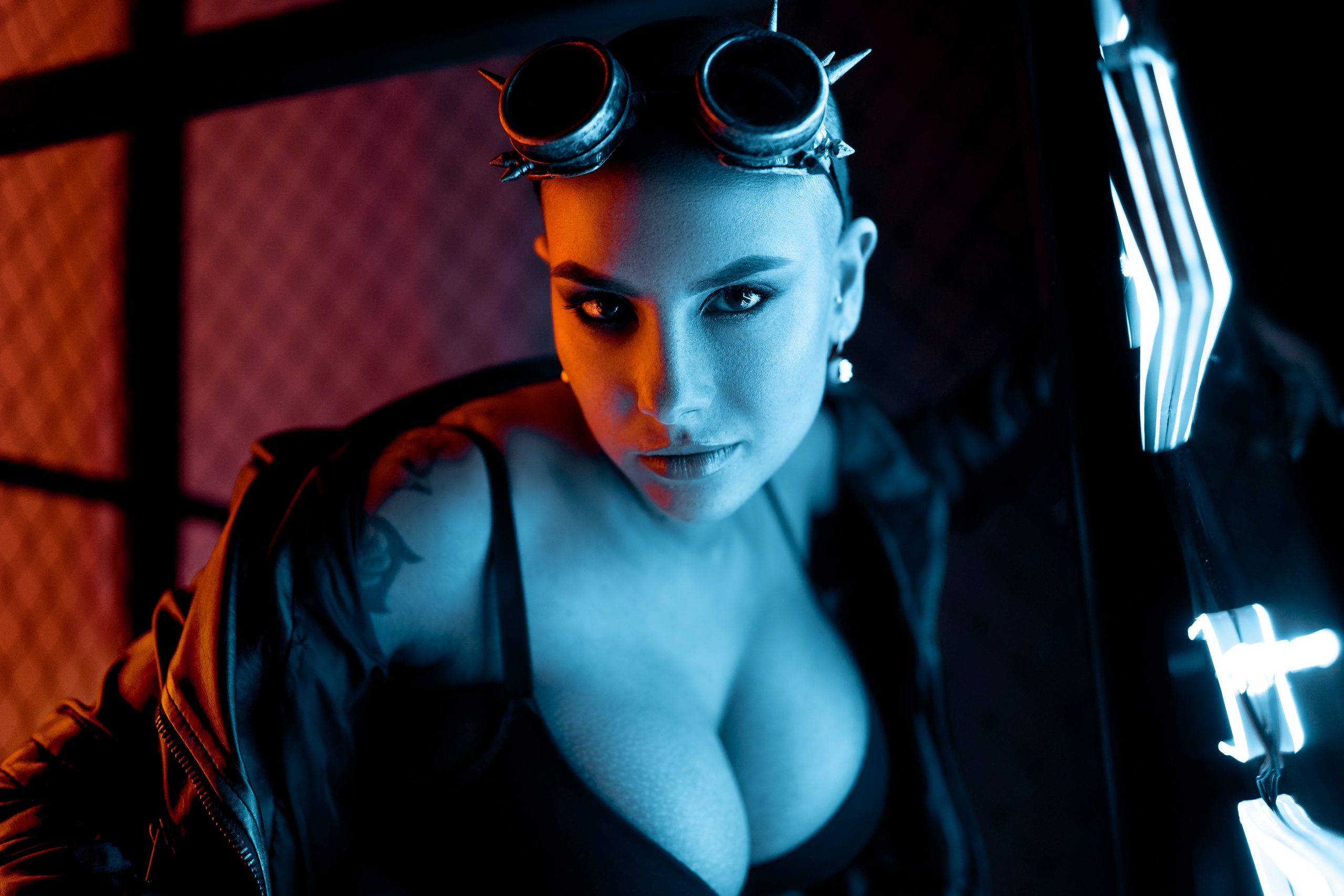 Sabrina`s cyber pregnancy. Studio neon light. Professional Photographer in Miami, Florida