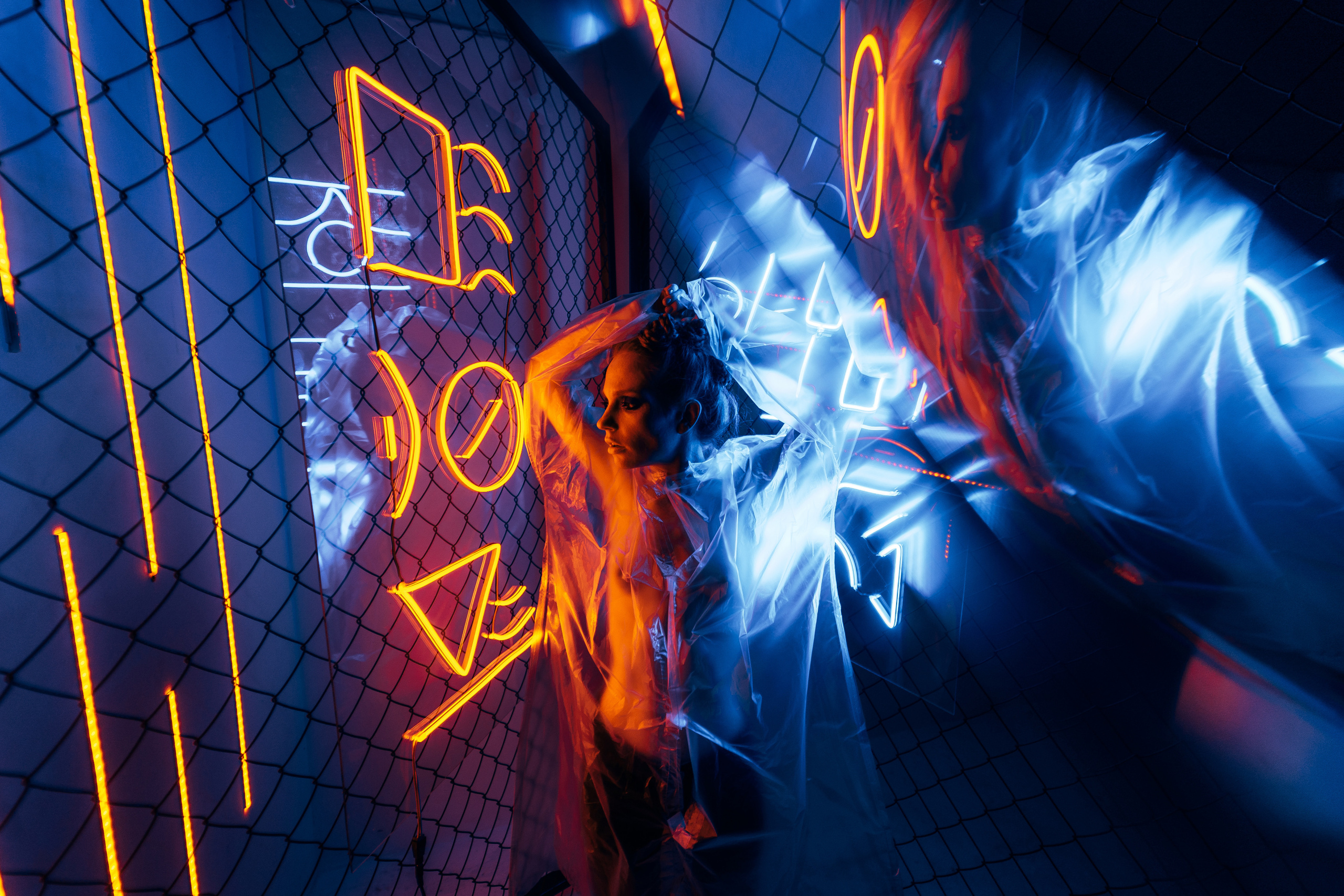 Oksana. Neon studio light. Professional Photographer in Miami, Florida