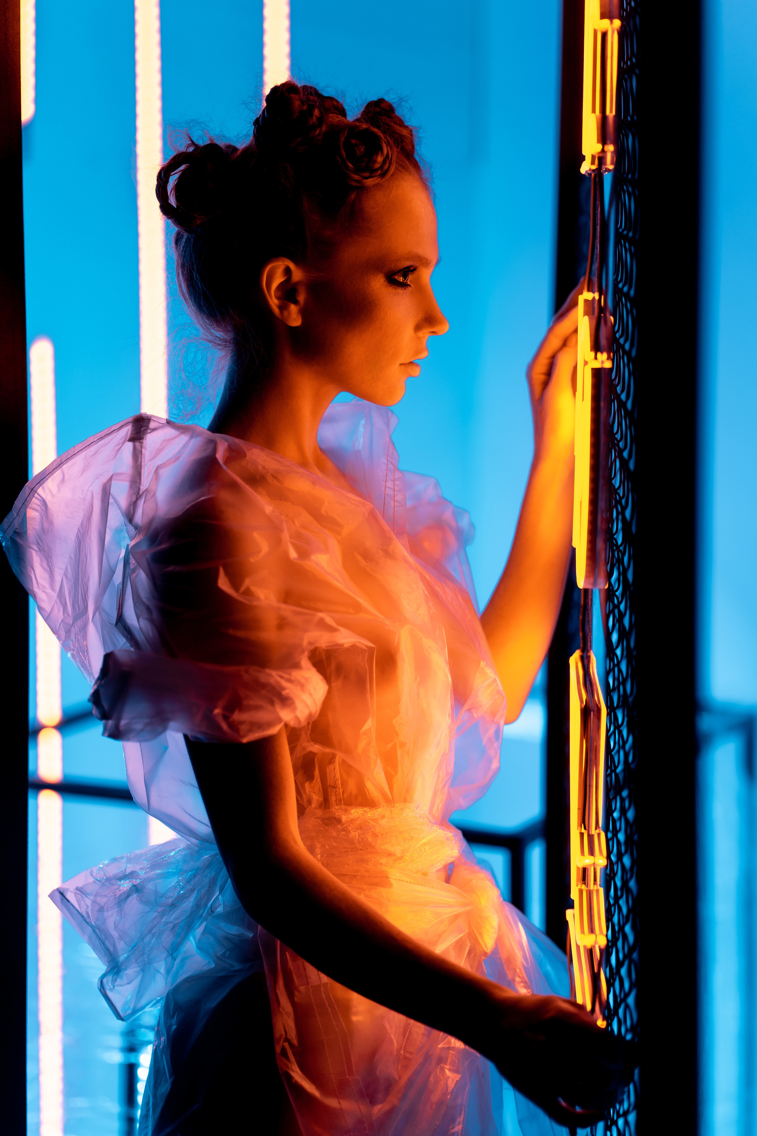 Oksana. Neon studio light. Professional Photographer in Miami, Florida