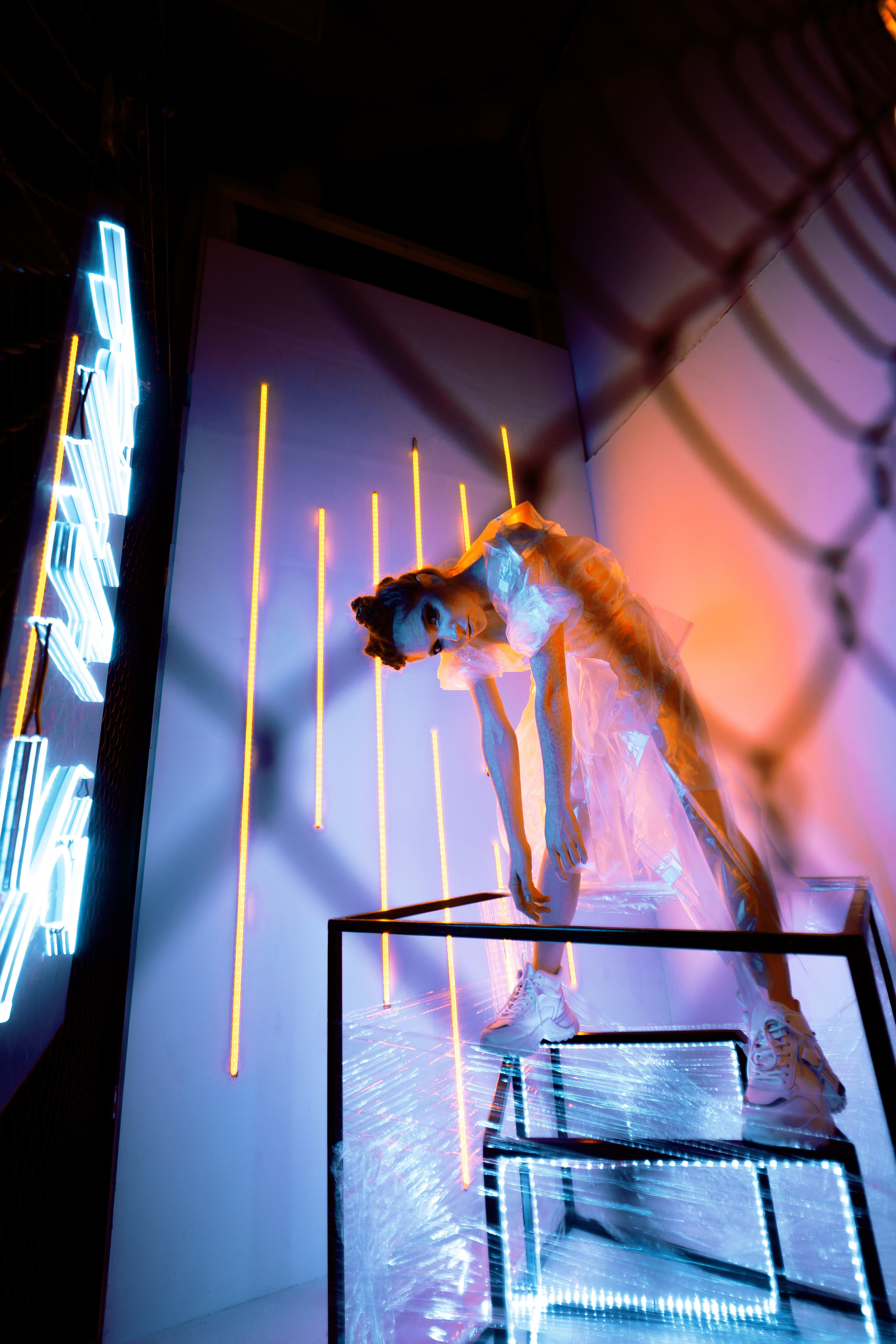 Oksana. Neon studio light. Professional Photographer in Miami, Florida