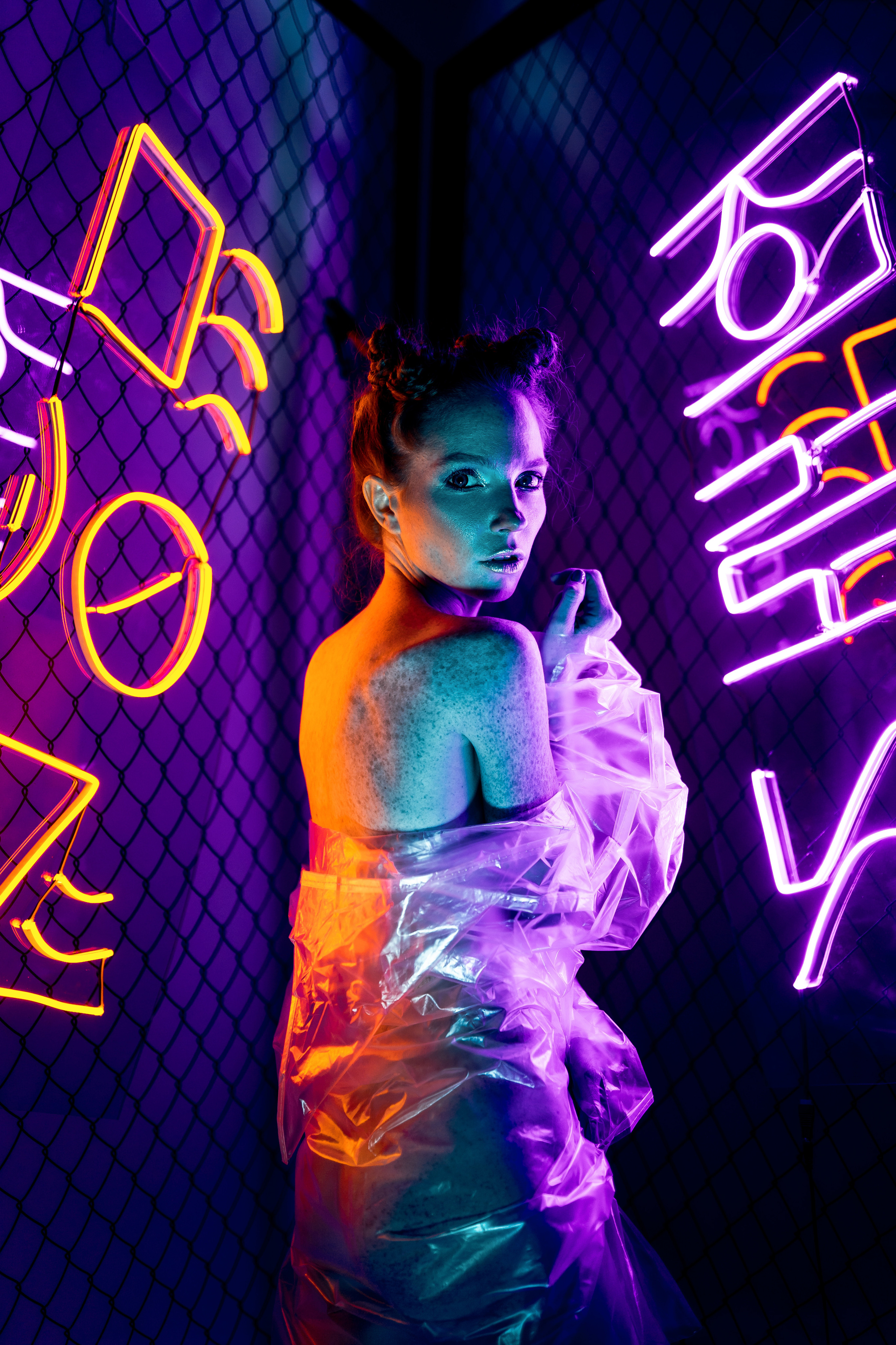 Oksana. Neon studio light. Professional Photographer in Miami, Florida