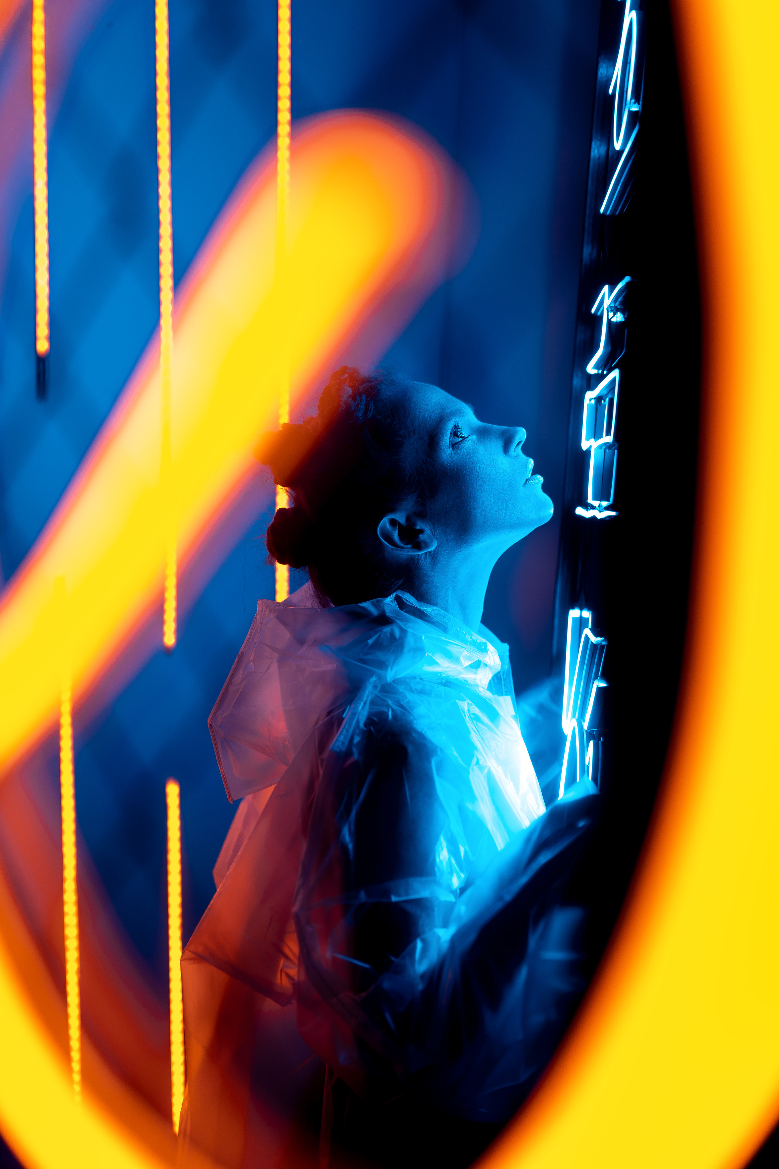 Oksana. Neon studio light. Professional Photographer in Miami, Florida