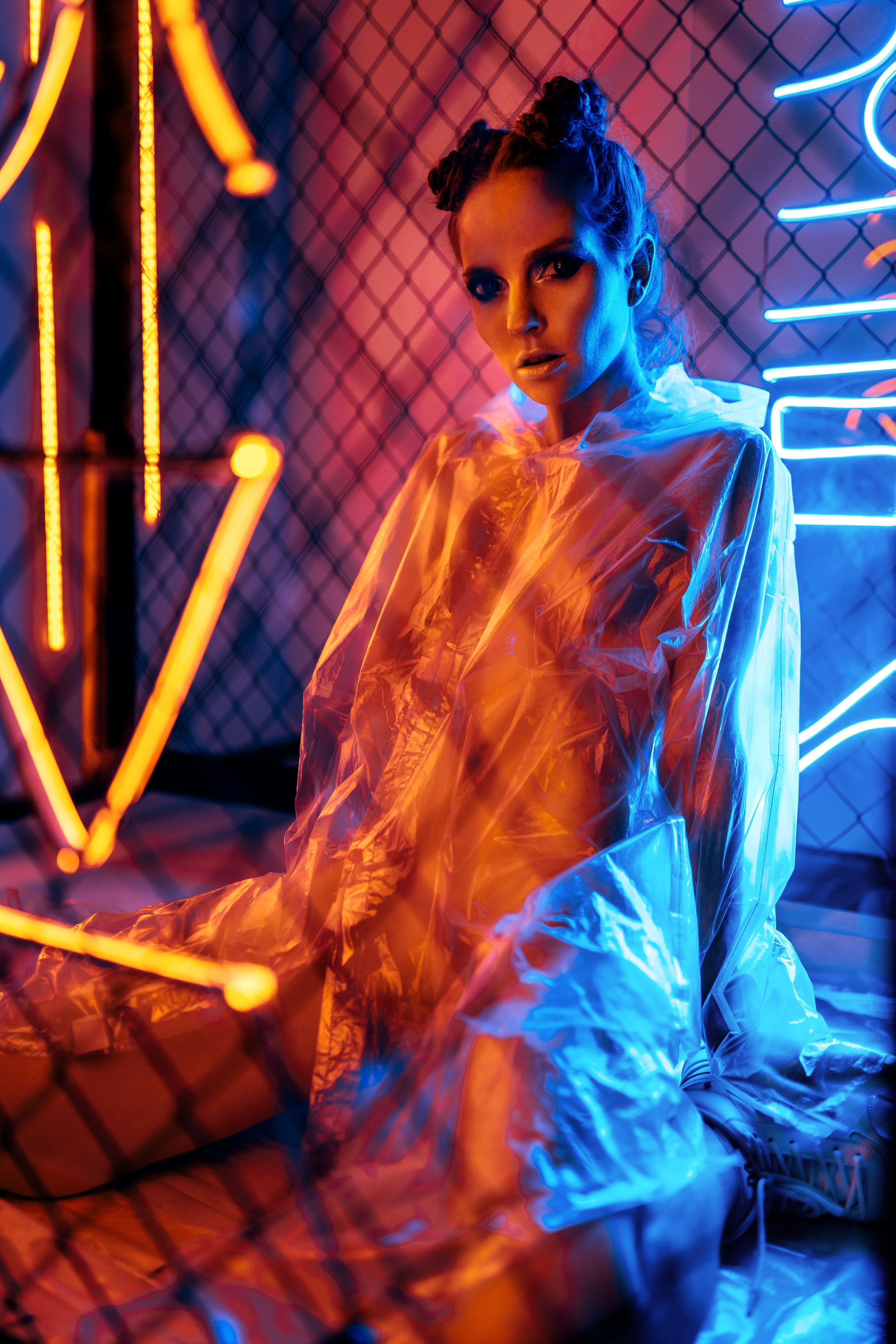 Oksana. Neon studio light. Professional Photographer in Miami, Florida