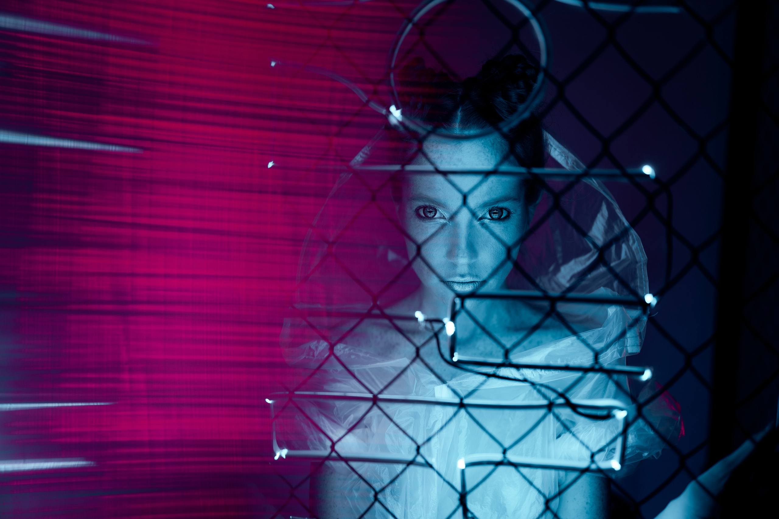 Oksana. Neon studio light. Professional Photographer in Miami, Florida