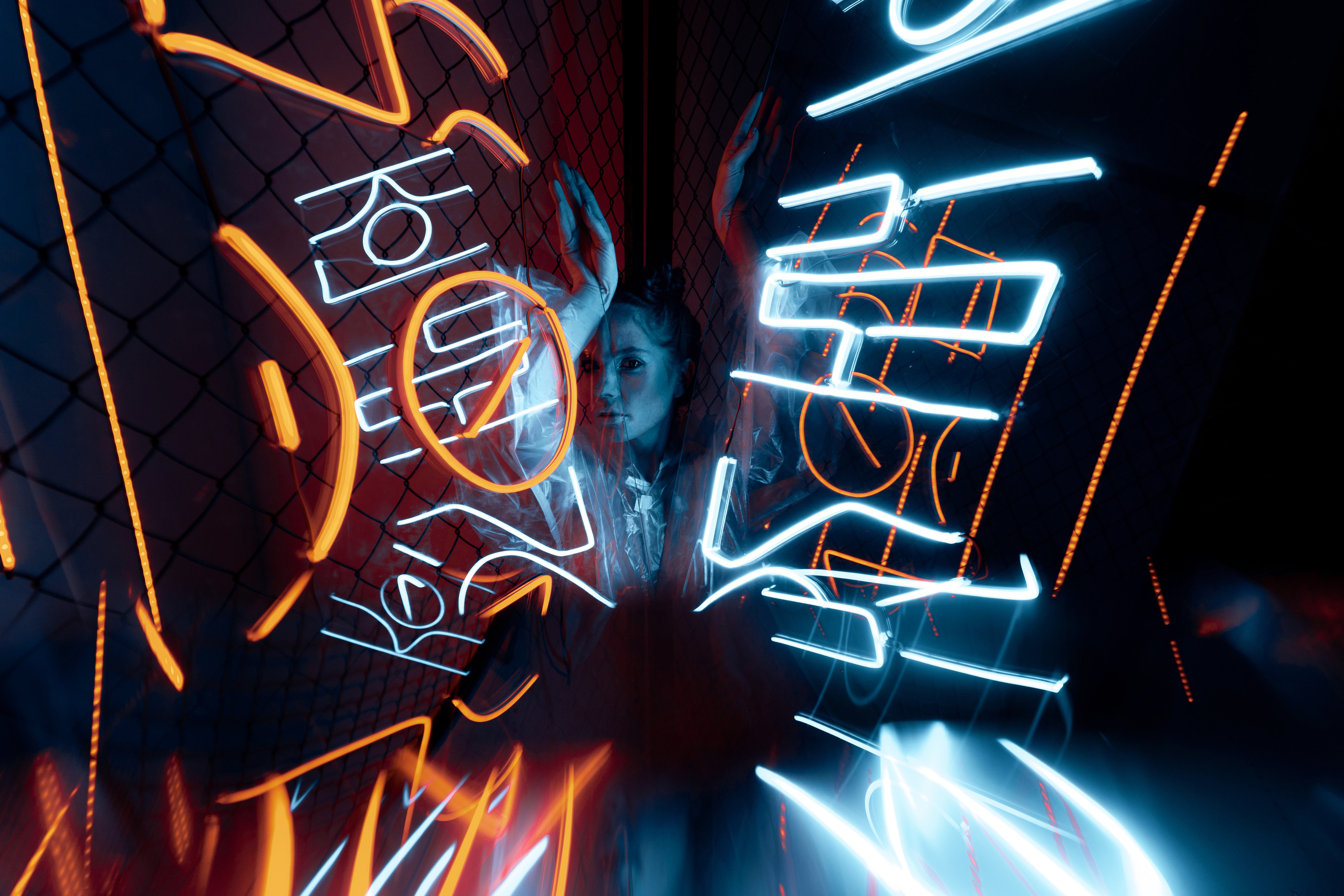 Oksana. Neon studio light. Professional Photographer in Miami, Florida