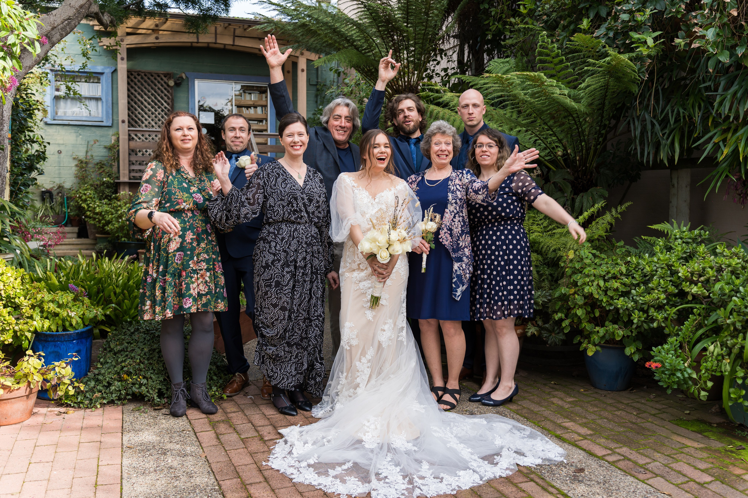 Family group picture with newlyweds  