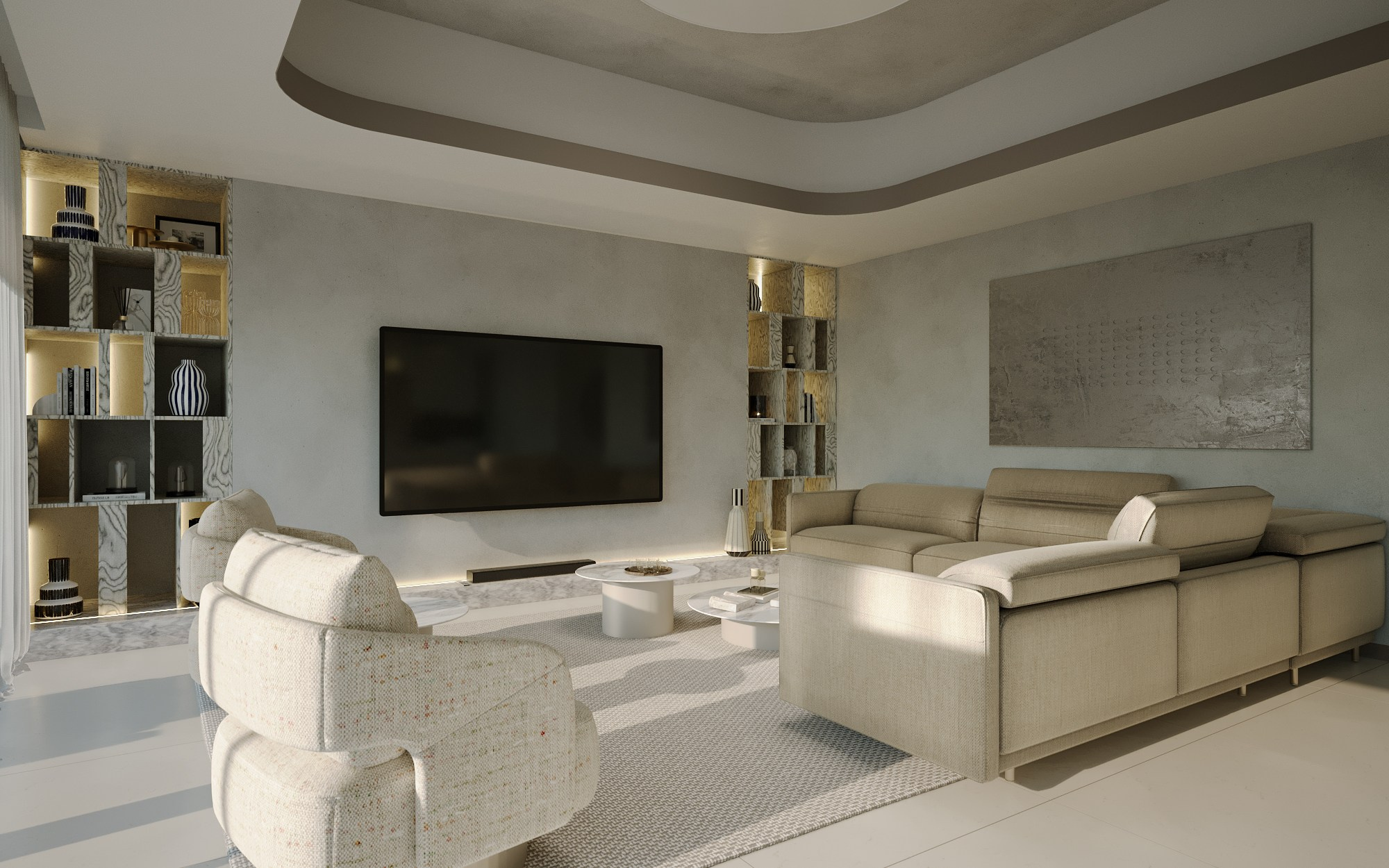 OBÝVACÍ POKOJ S JÍDELNOU A KUCHYNÍ. Filipenka architects