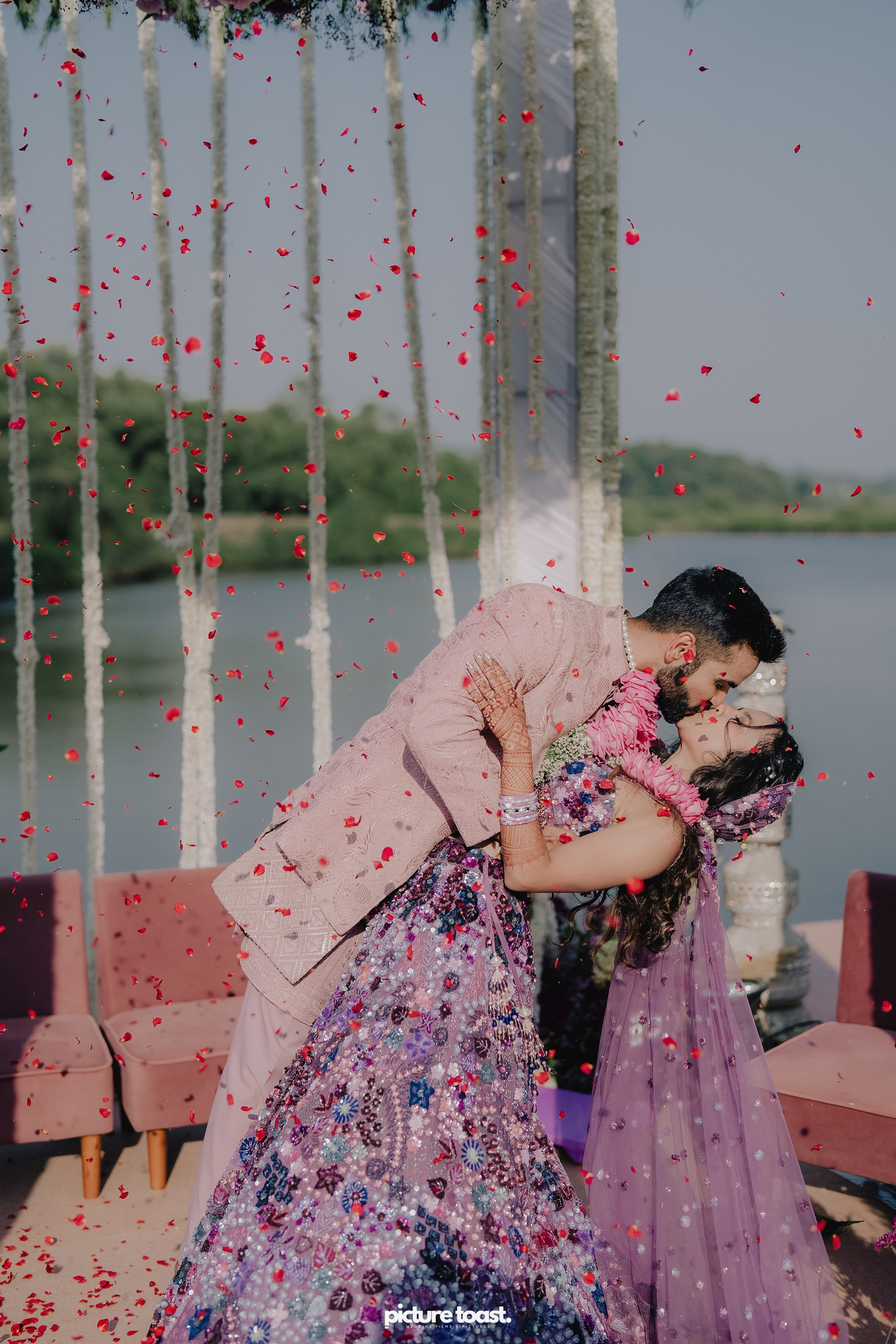 Varamala Ft. Barbie & Aneesh. Fine art Wedding Photographers in India & Canada