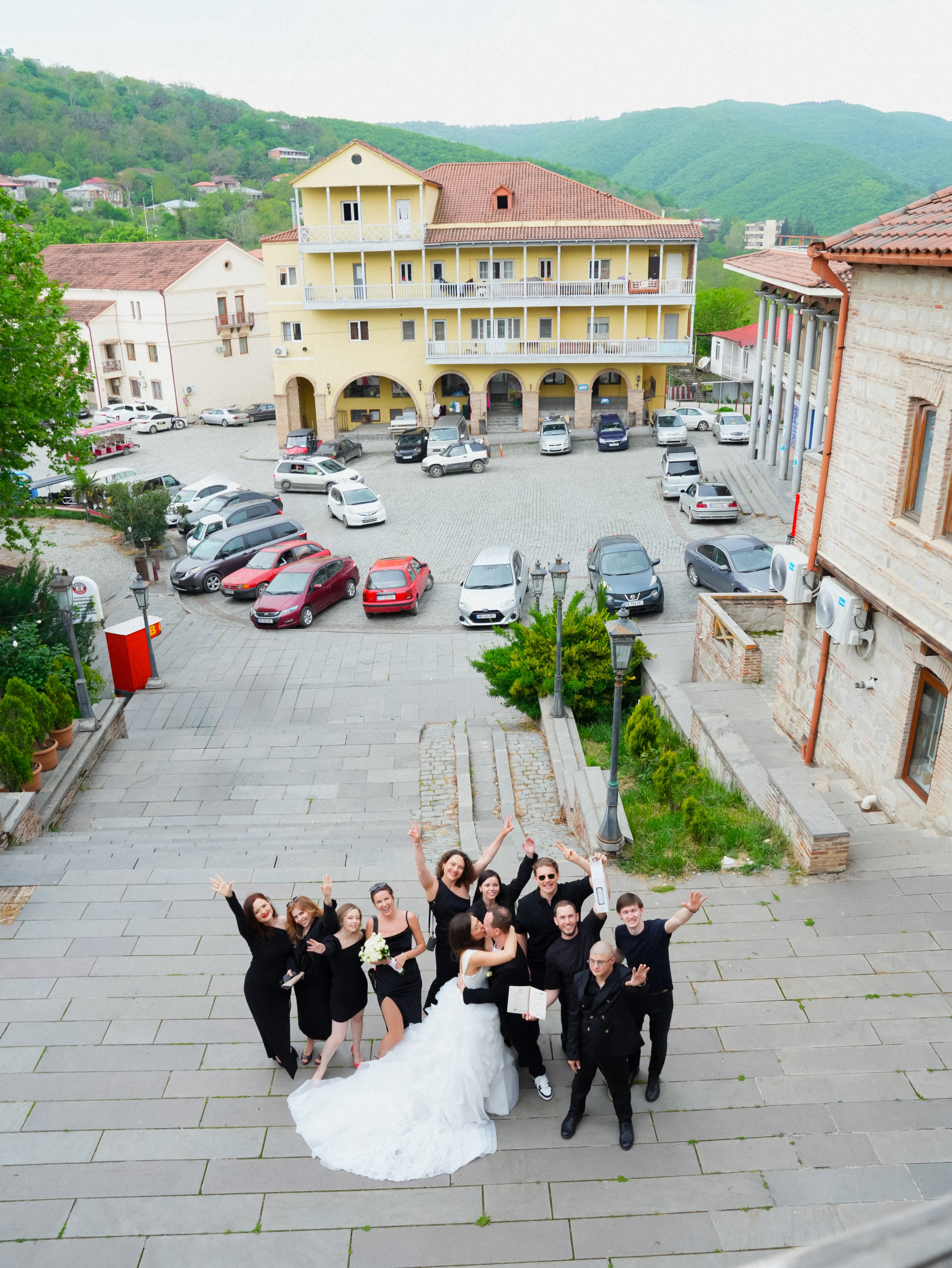 Wedding walk through Sighnaghi streets