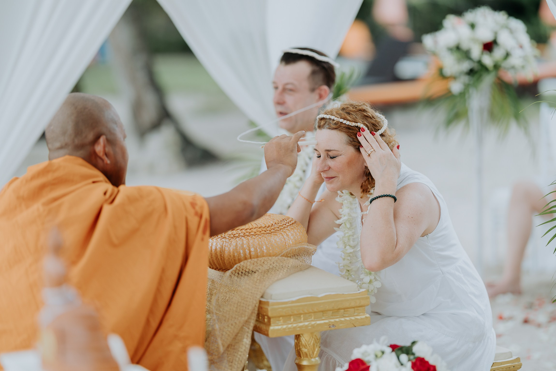 Simone & Matthias Peter. Buddhist blessing wedding Ceremony on Koh Samui, Thailand