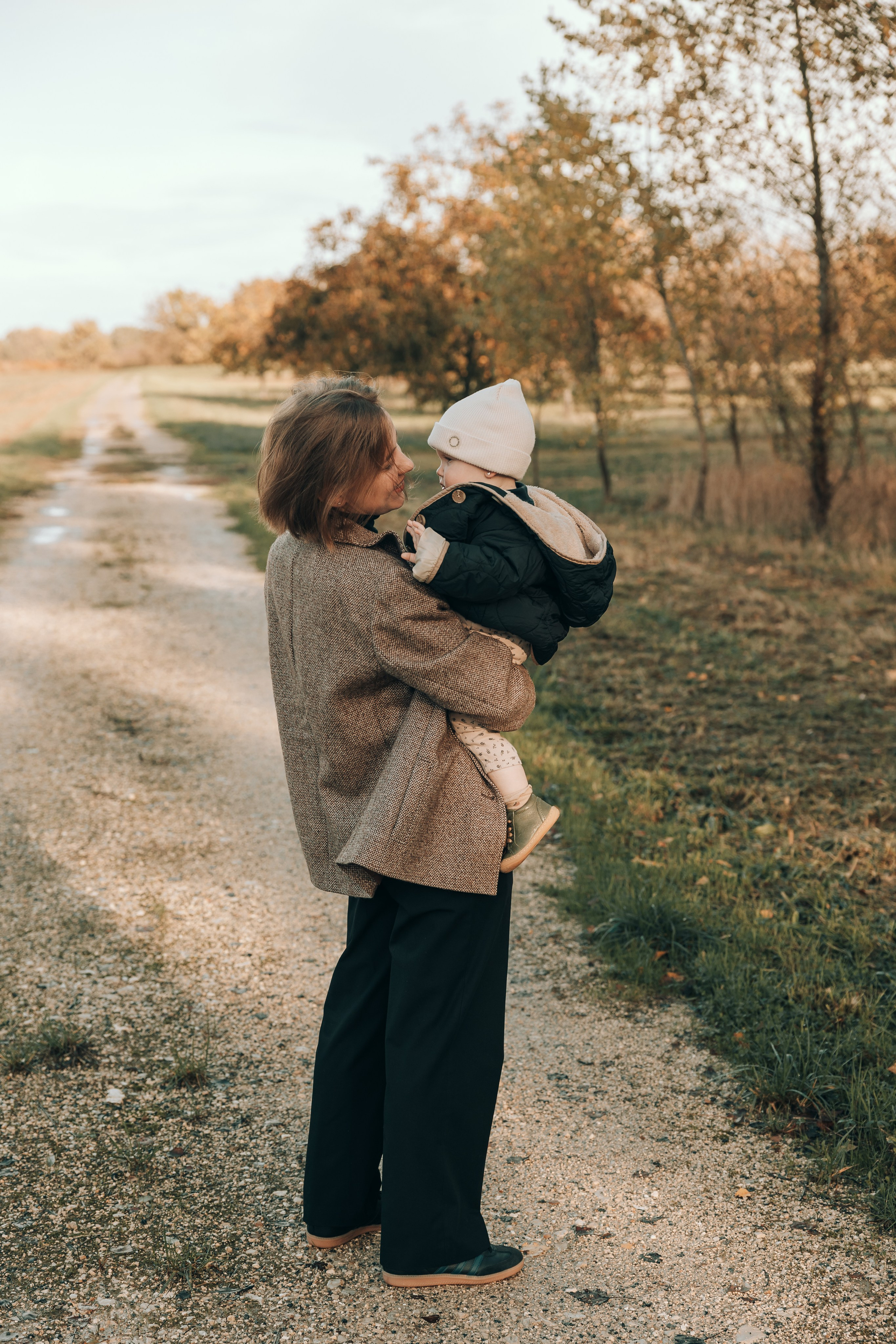 In mother's arms, tender moment