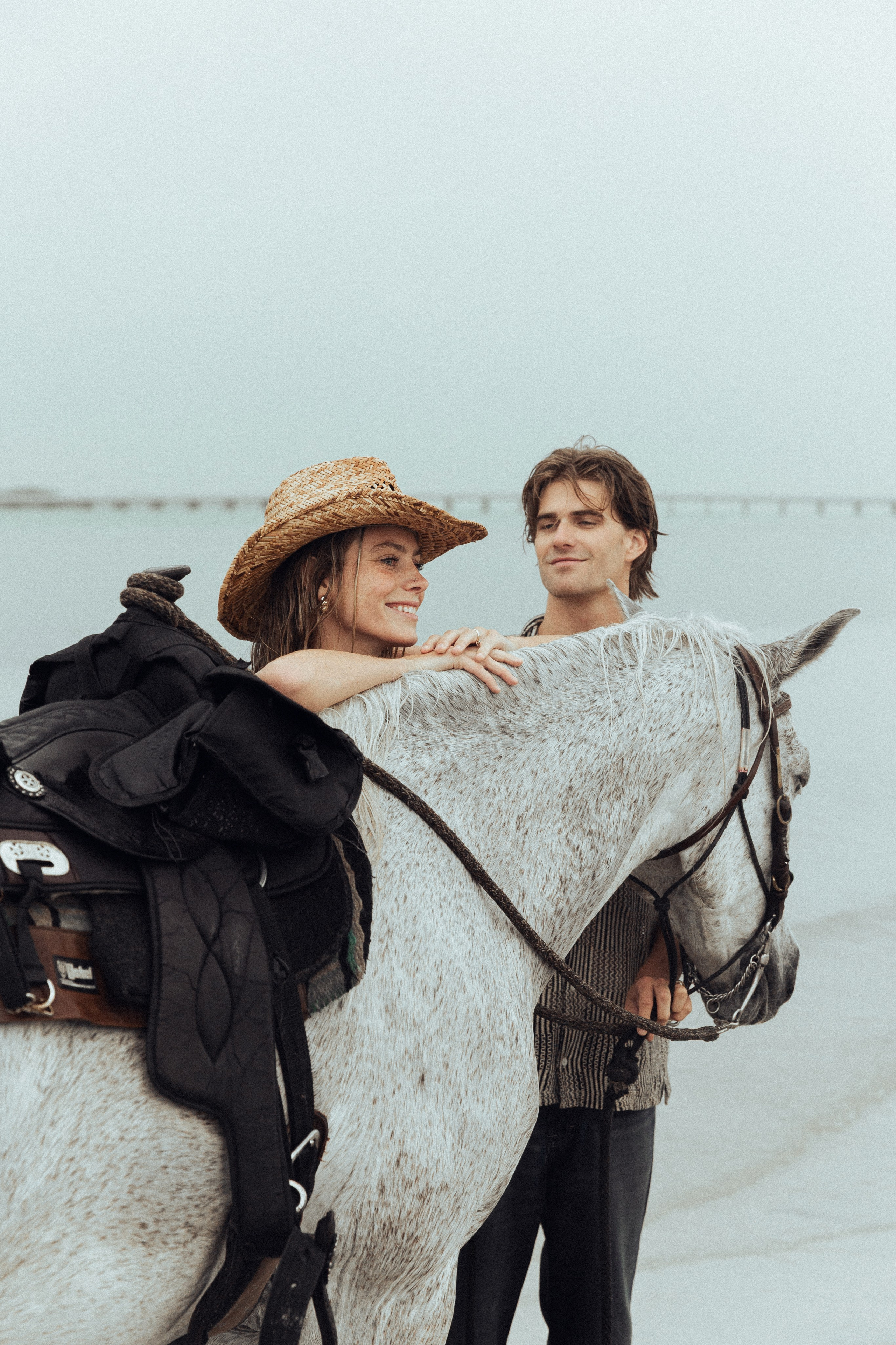 Sunset Horseback Couples Shoot on the Beach in Miami
