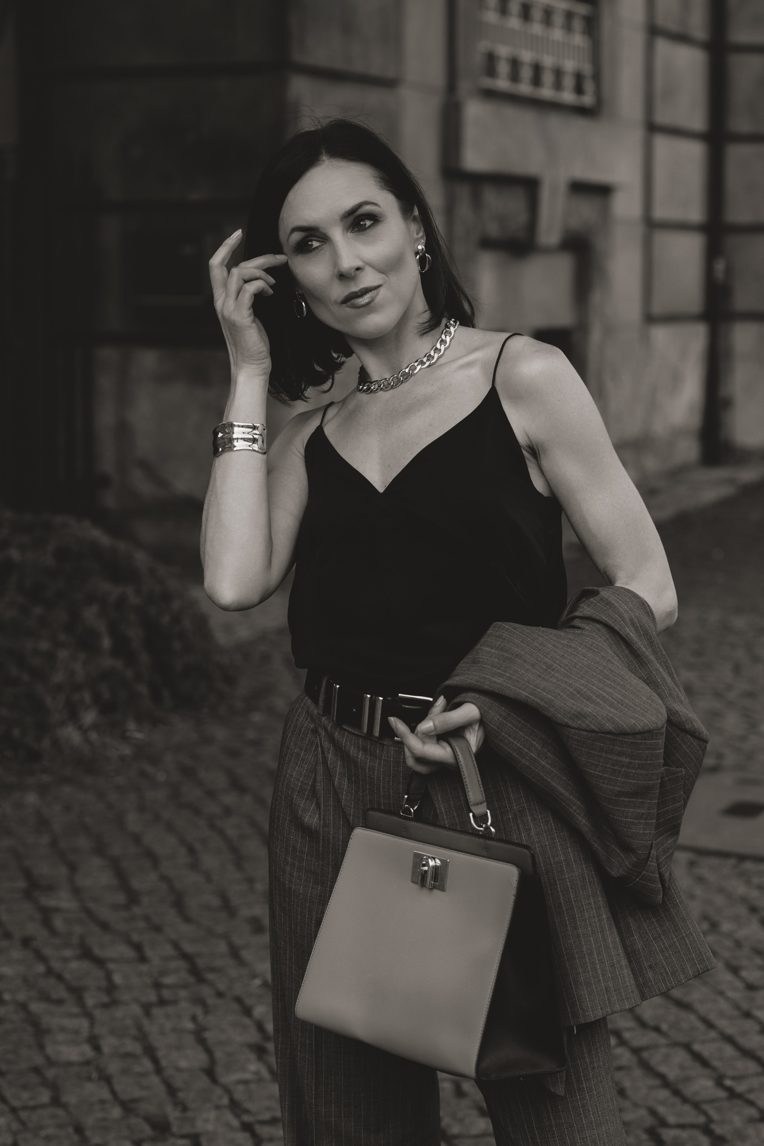 Elegant Street Portrait In Leipzig. Woman in business Suit. Kristina Kozheltsova- Soulful Portrait&Lifestyle&Love Story Photographer in Leipzig, Germany