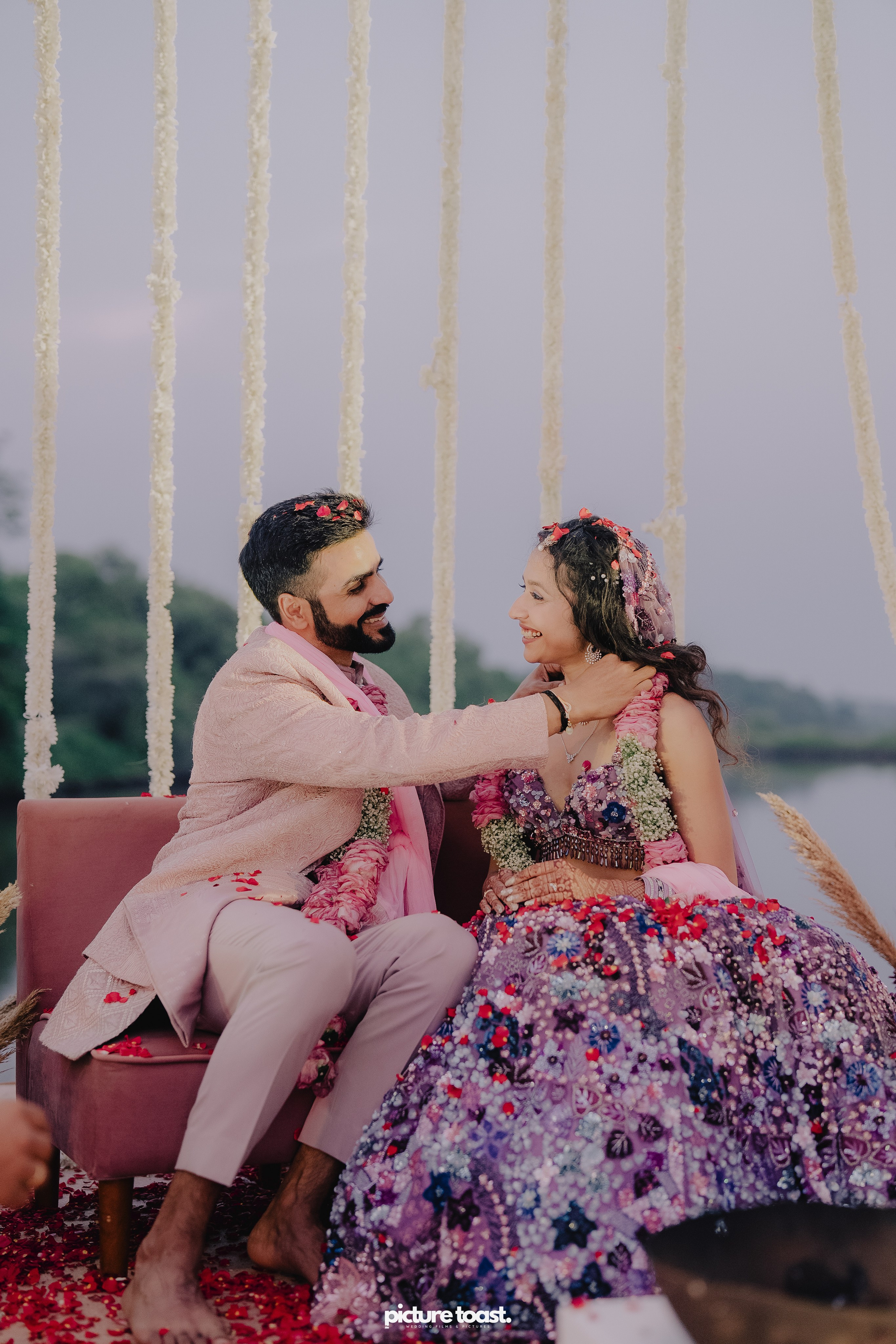 Varamala Ft. Barbie & Aneesh. Fine art Wedding Photographers in India & Canada