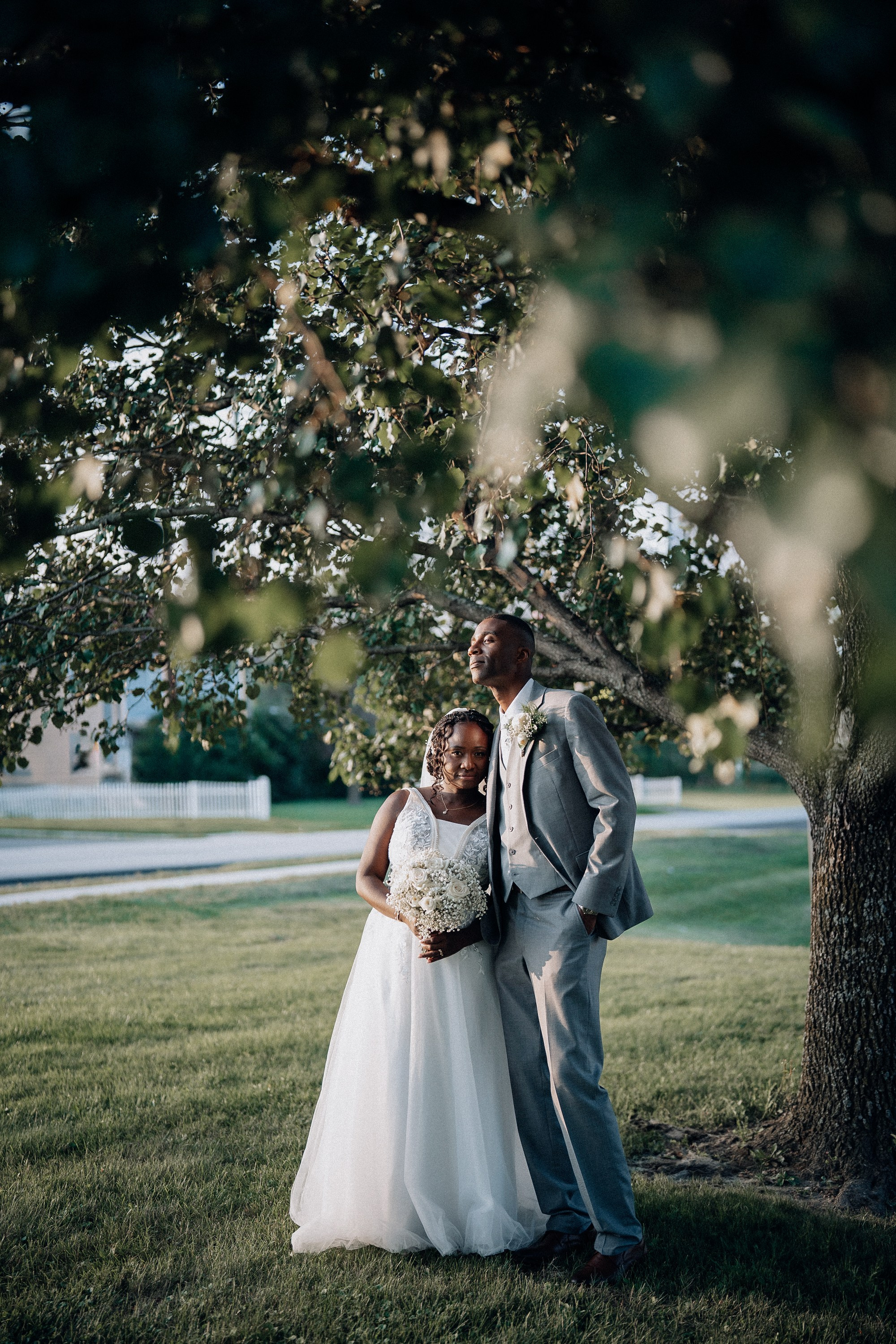 Happy bride and groom. Portrait and wedding photographer in New York