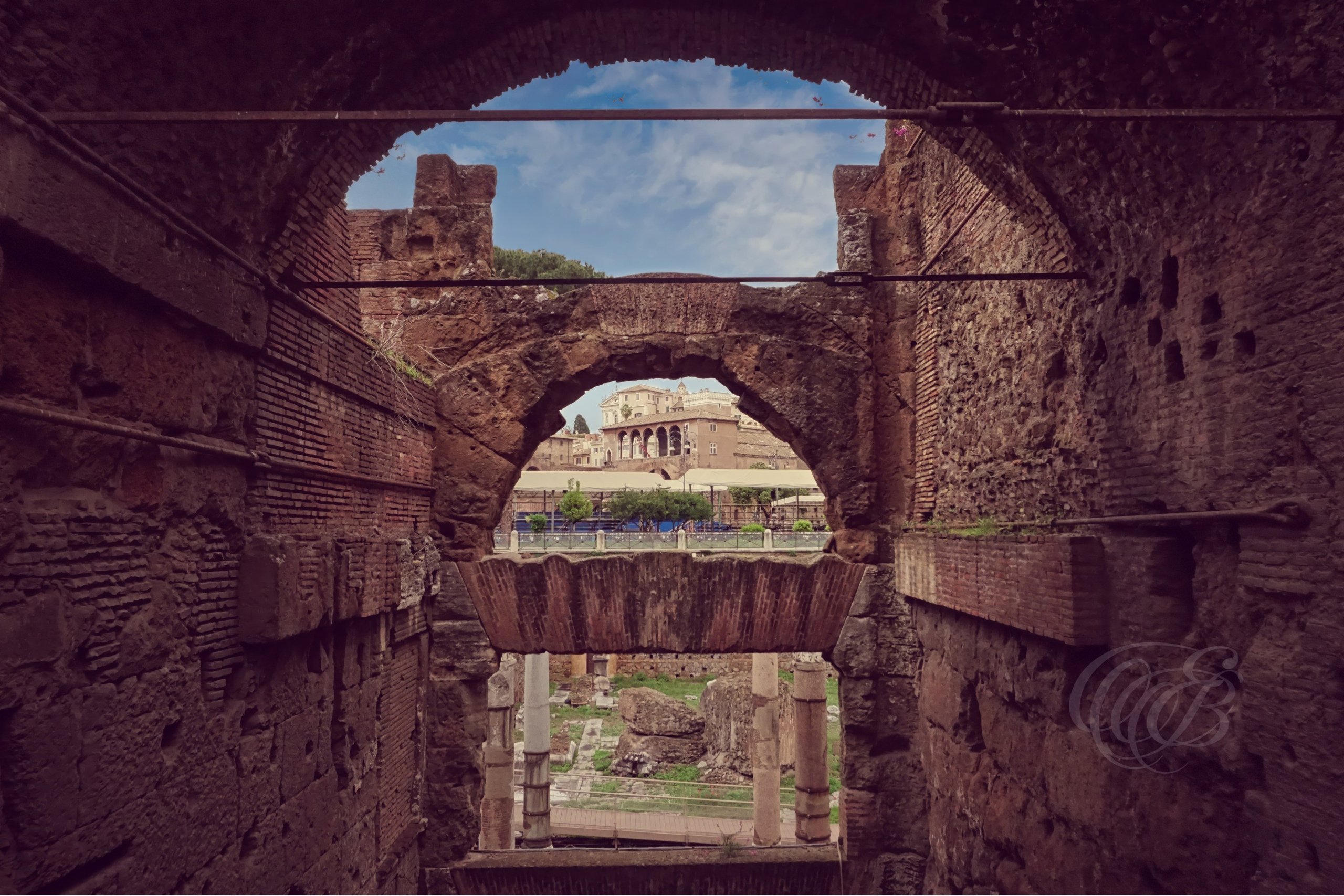 Rome Italy - The Trajan's Forum - Eduardo Bartoli Fine Art Photography - The Trajan’s Forum viewed through a window in Rome, Italy – fine art photography by Eduardo Bartoli.