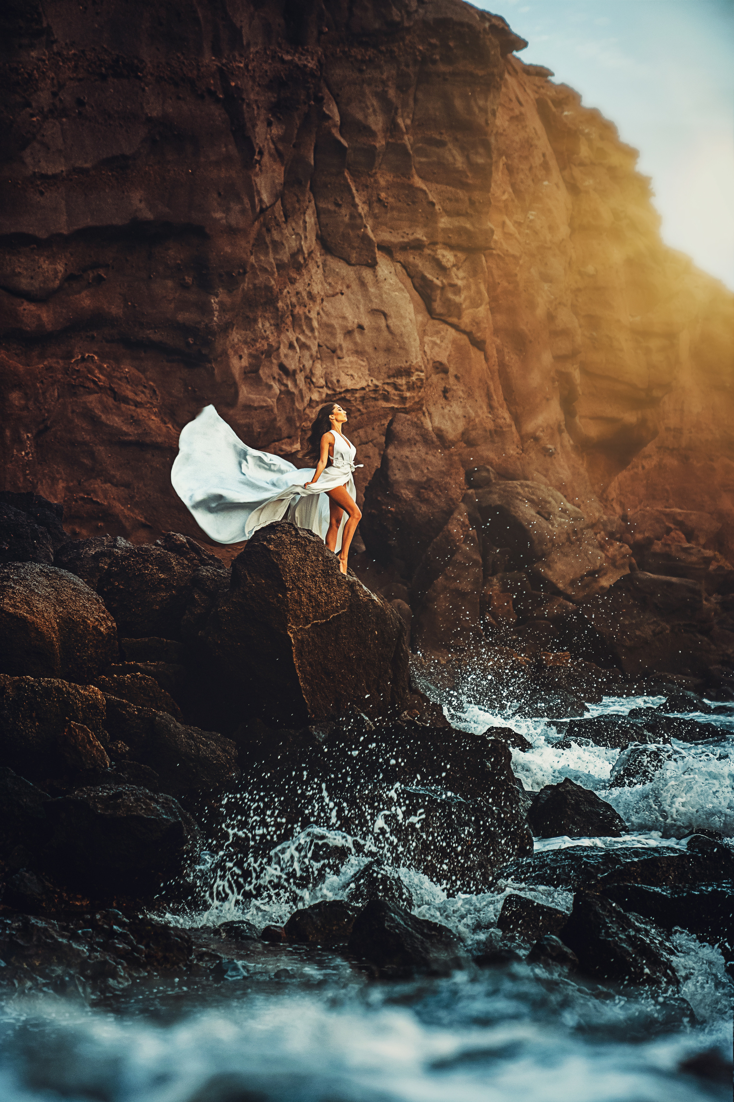 Flying dress white #10 40€. Professional photography in Tenerife Tania Bonnet