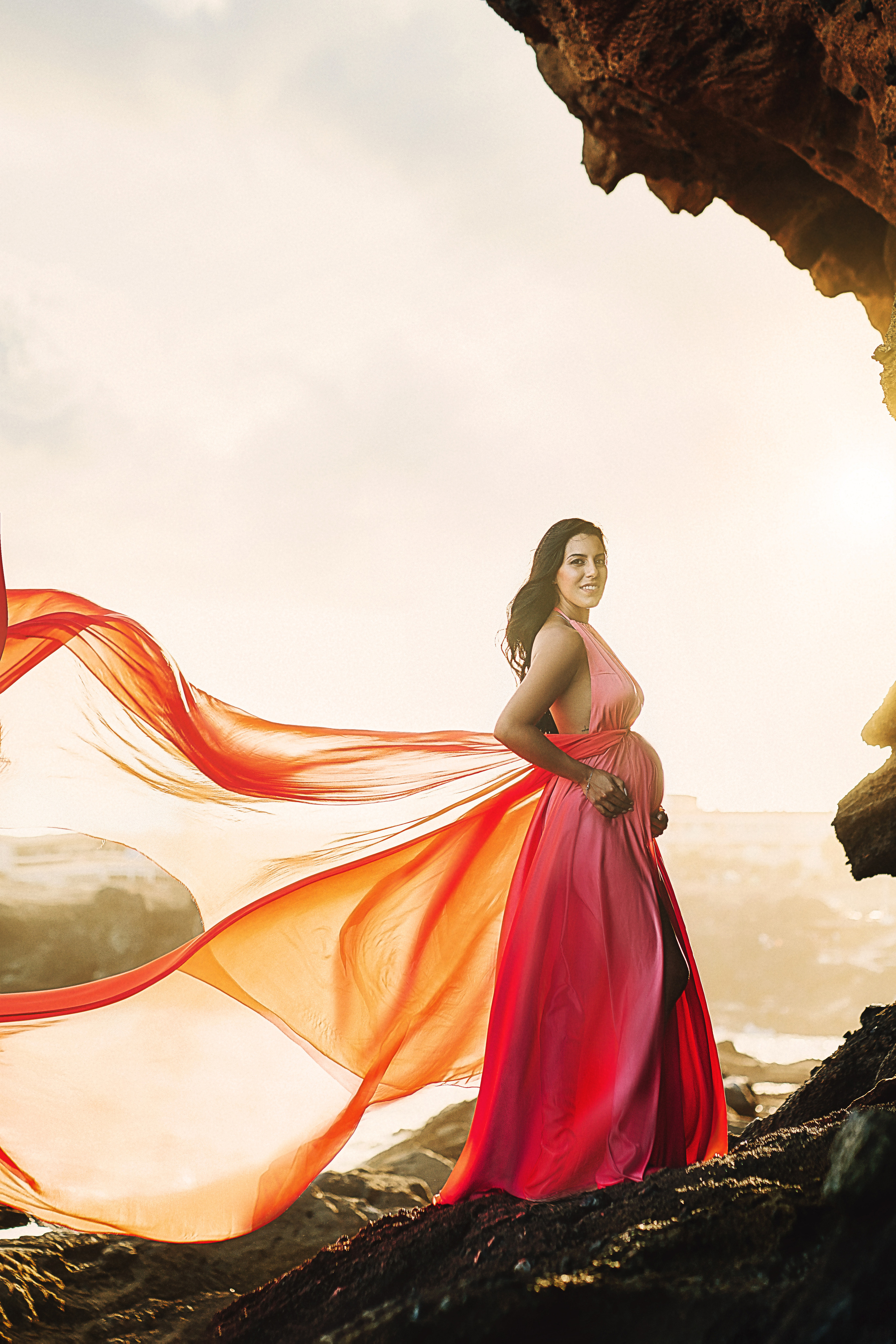 Flying dress coral #7 40€. Professional photography in Tenerife Tania Bonnet